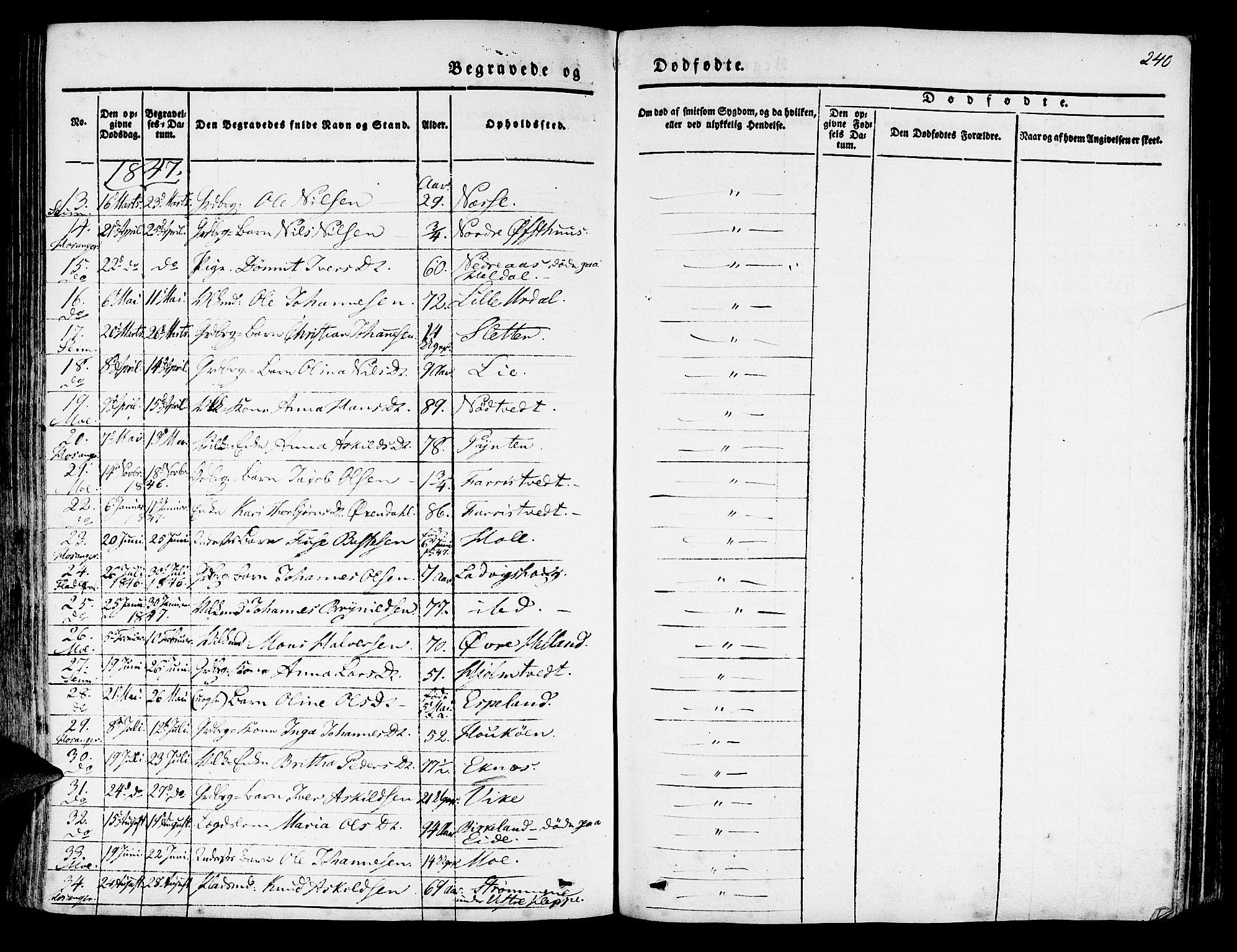 Hosanger sokneprestembete, SAB/A-75801/H/Haa: Parish register (official) no. A 7, 1835-1848, p. 240