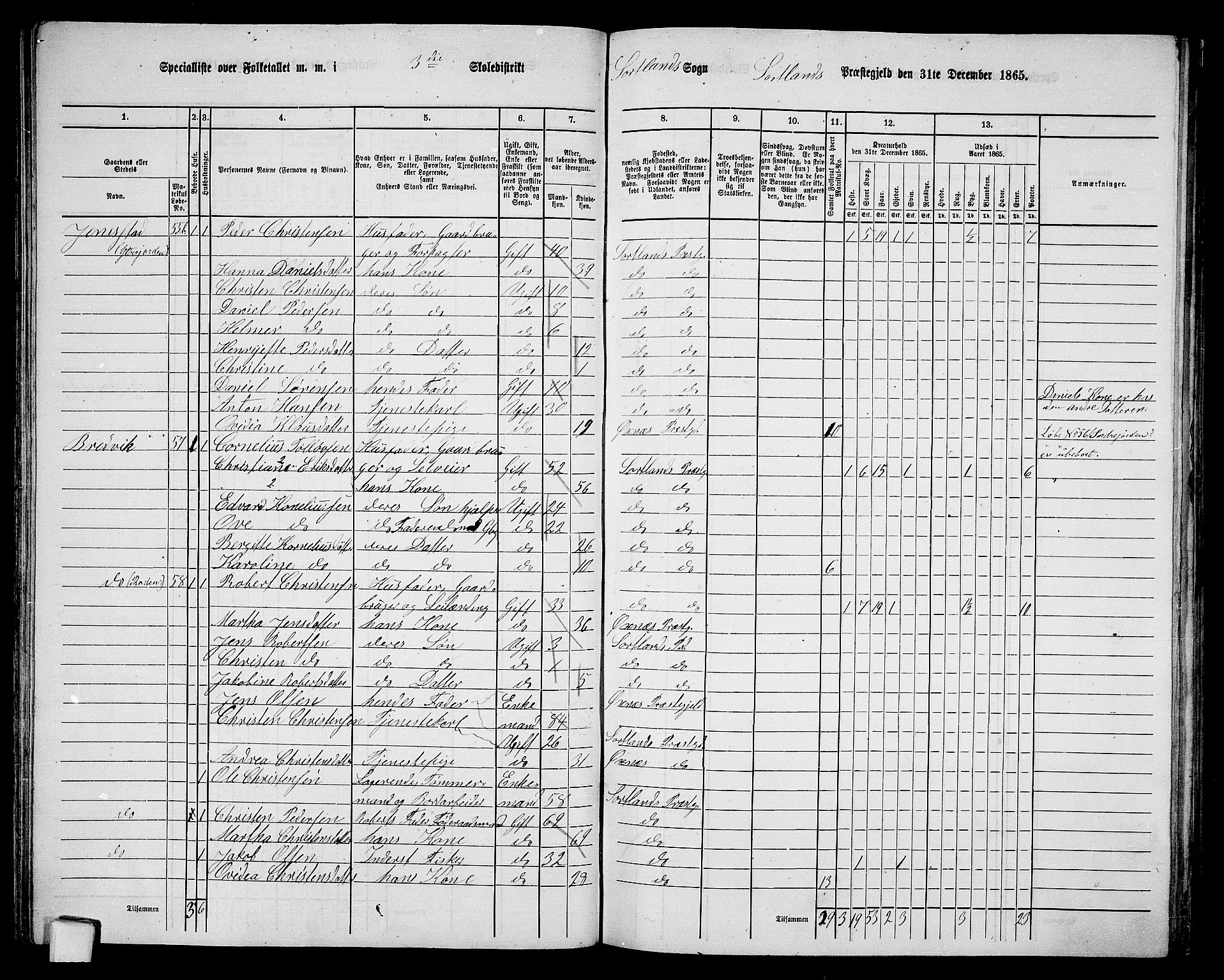 RA, 1865 census for Sortland, 1865, p. 55