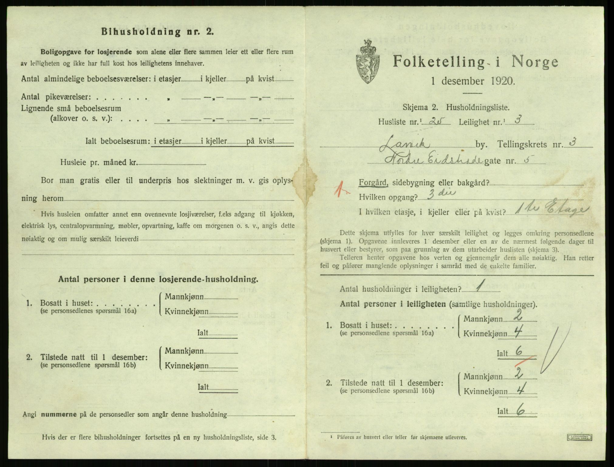 SAKO, 1920 census for Larvik, 1920, p. 3976