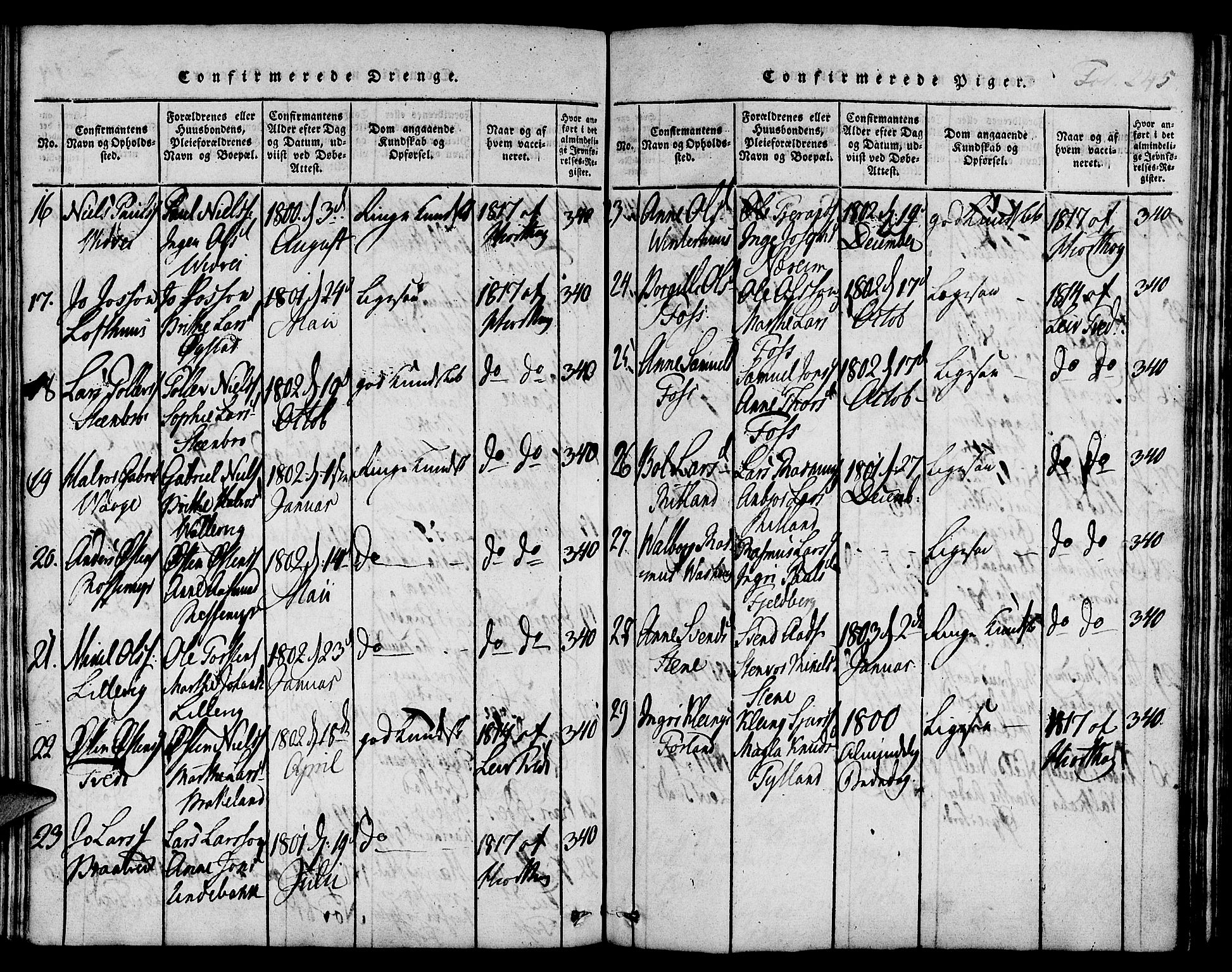 Suldal sokneprestkontor, AV/SAST-A-101845/01/IV/L0006: Parish register (official) no. A 6, 1816-1836, p. 245