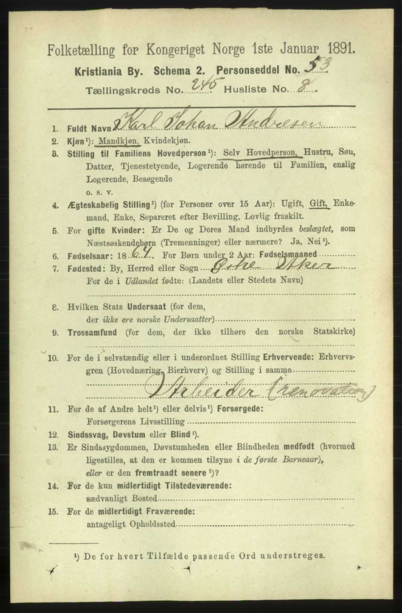 RA, 1891 census for 0301 Kristiania, 1891, p. 149544