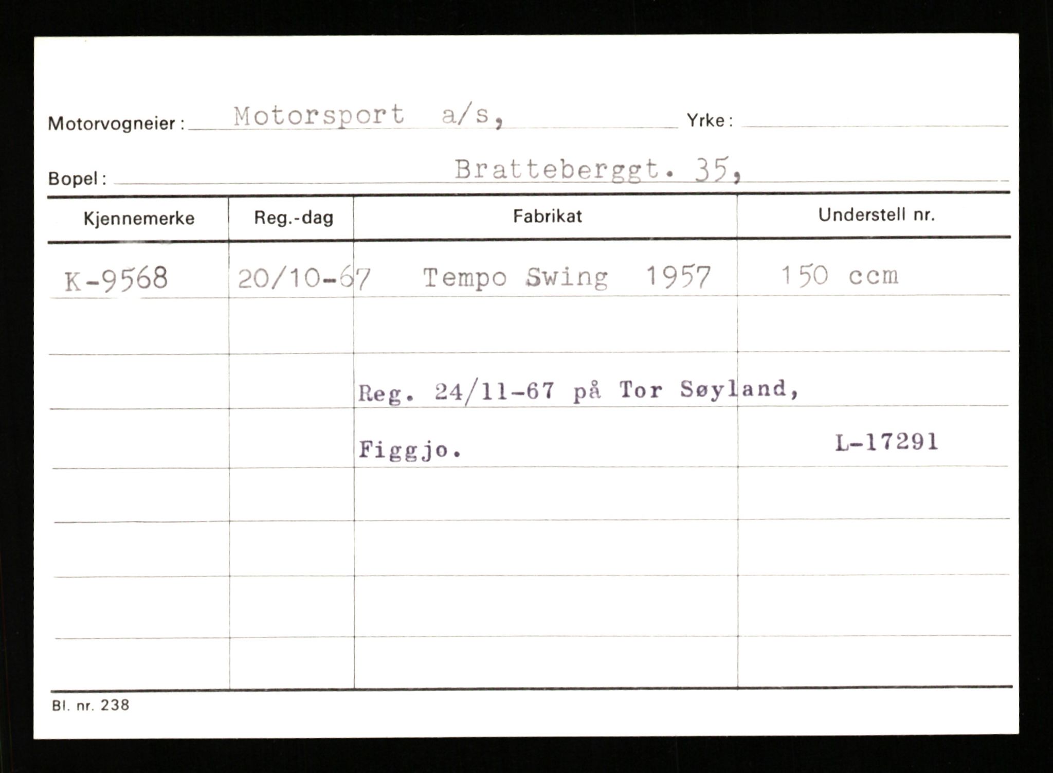 Stavanger trafikkstasjon, SAST/A-101942/0/G/L0002: Registreringsnummer: 5791 - 10405, 1930-1971, p. 2523