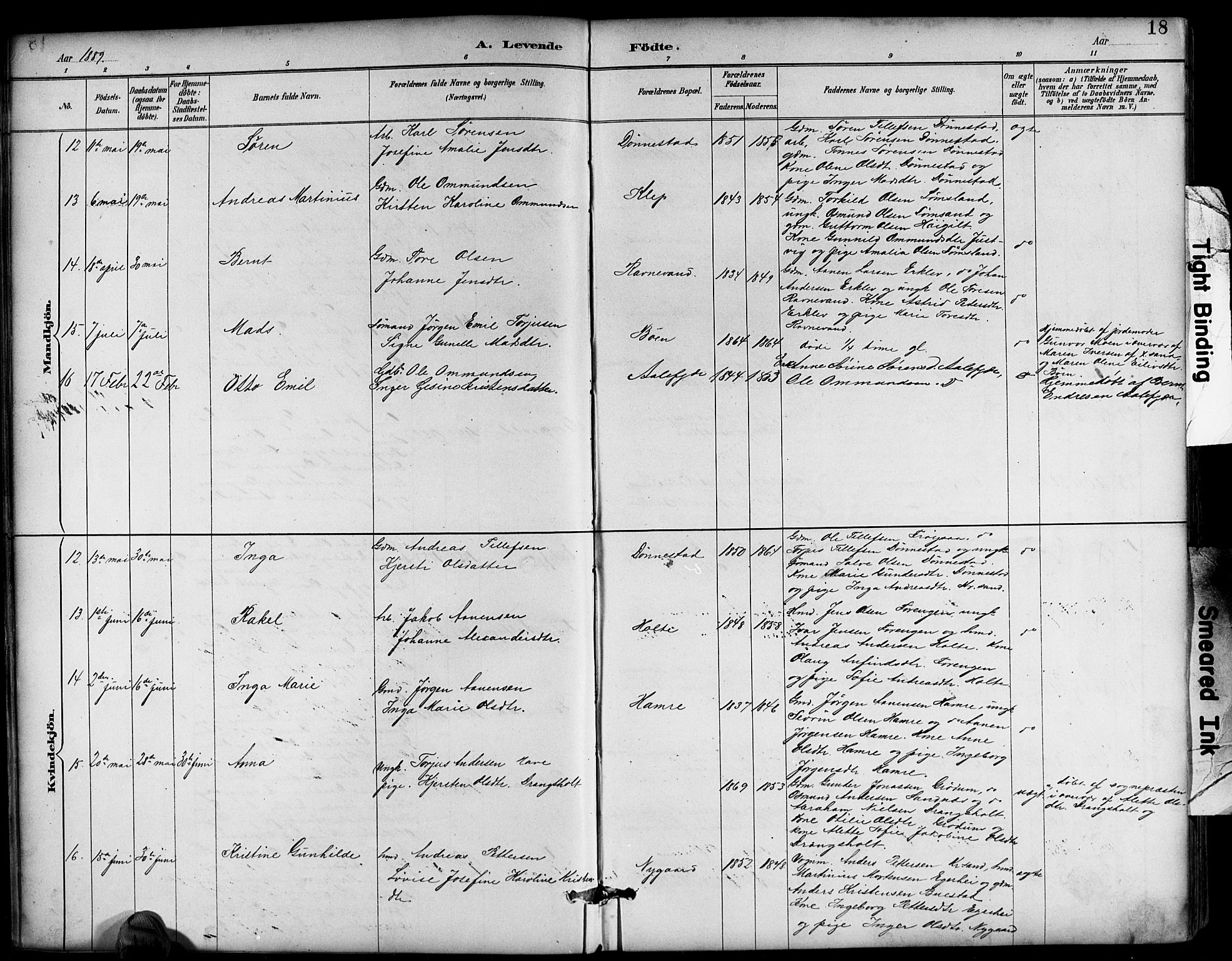 Tveit sokneprestkontor, SAK/1111-0043/F/Fb/L0004: Parish register (copy) no. B 4, 1887-1914, p. 18
