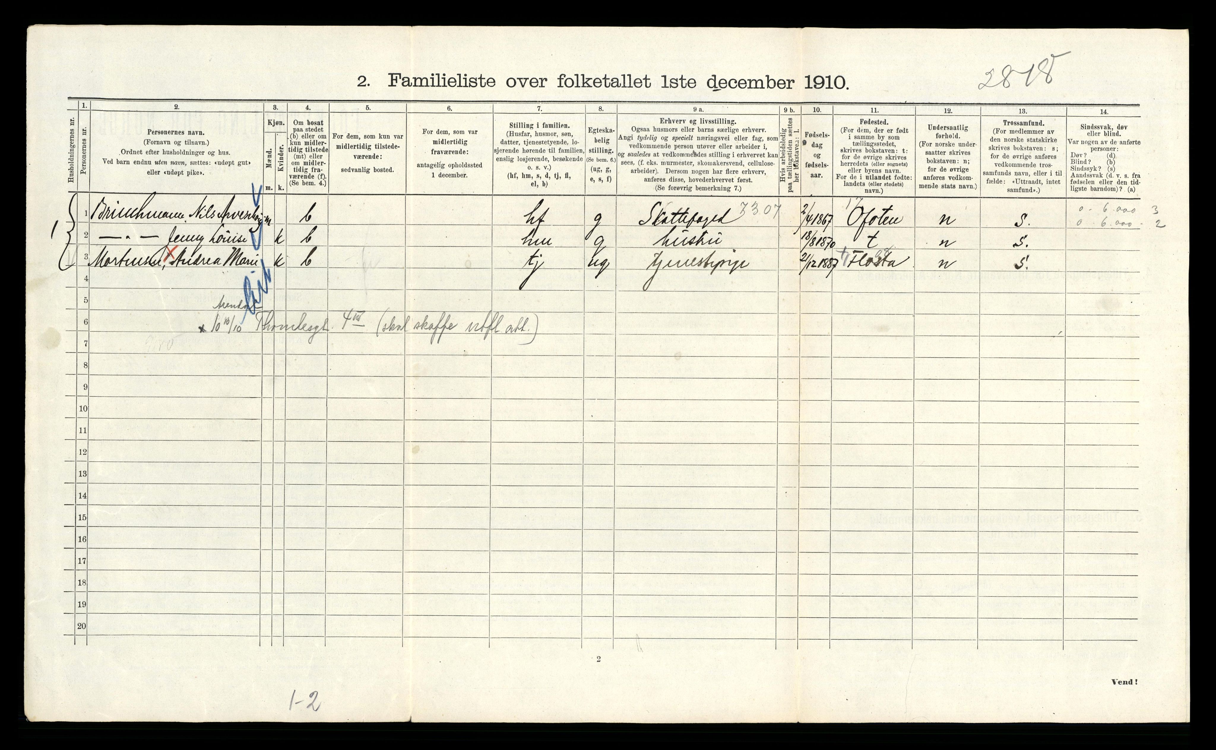 RA, 1910 census for Kristiania, 1910, p. 104958