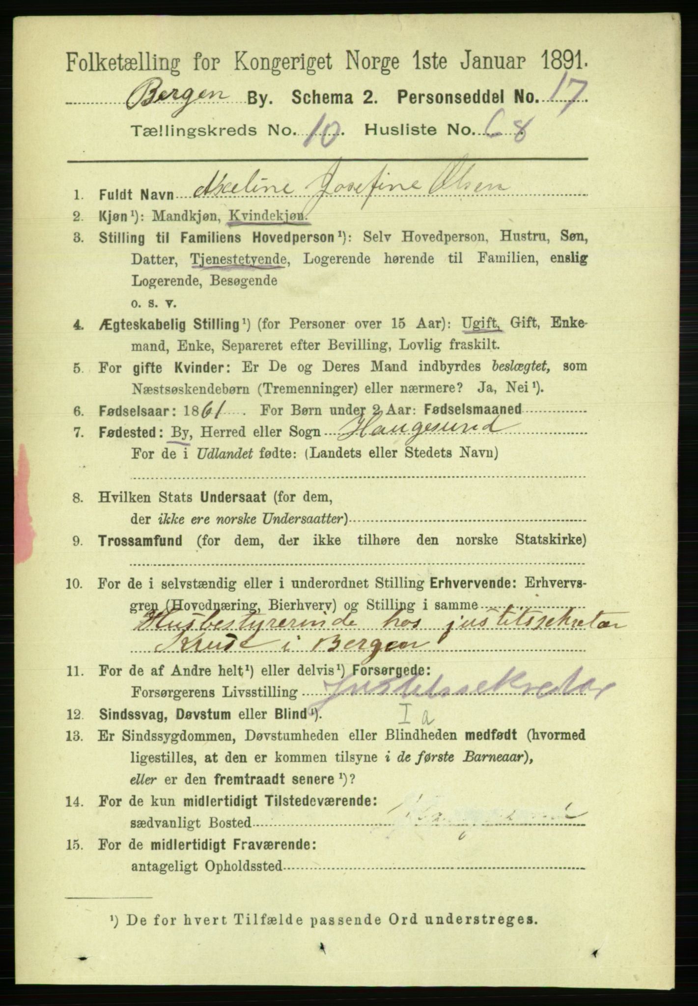 RA, 1891 Census for 1301 Bergen, 1891, p. 19796