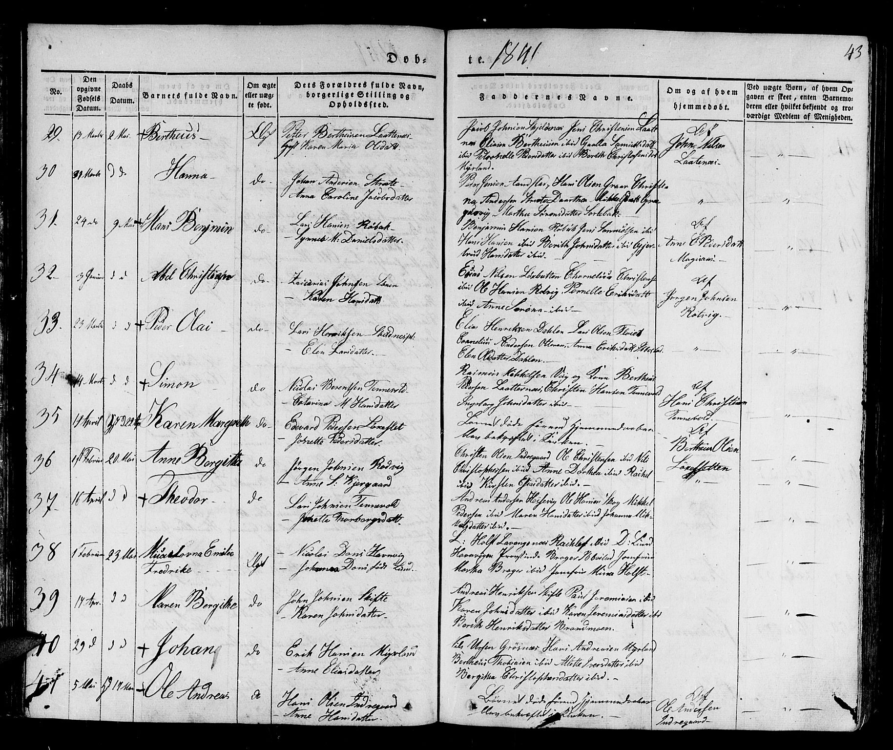 Ibestad sokneprestembete, AV/SATØ-S-0077/H/Ha/Haa/L0006kirke: Parish register (official) no. 6, 1837-1850, p. 43