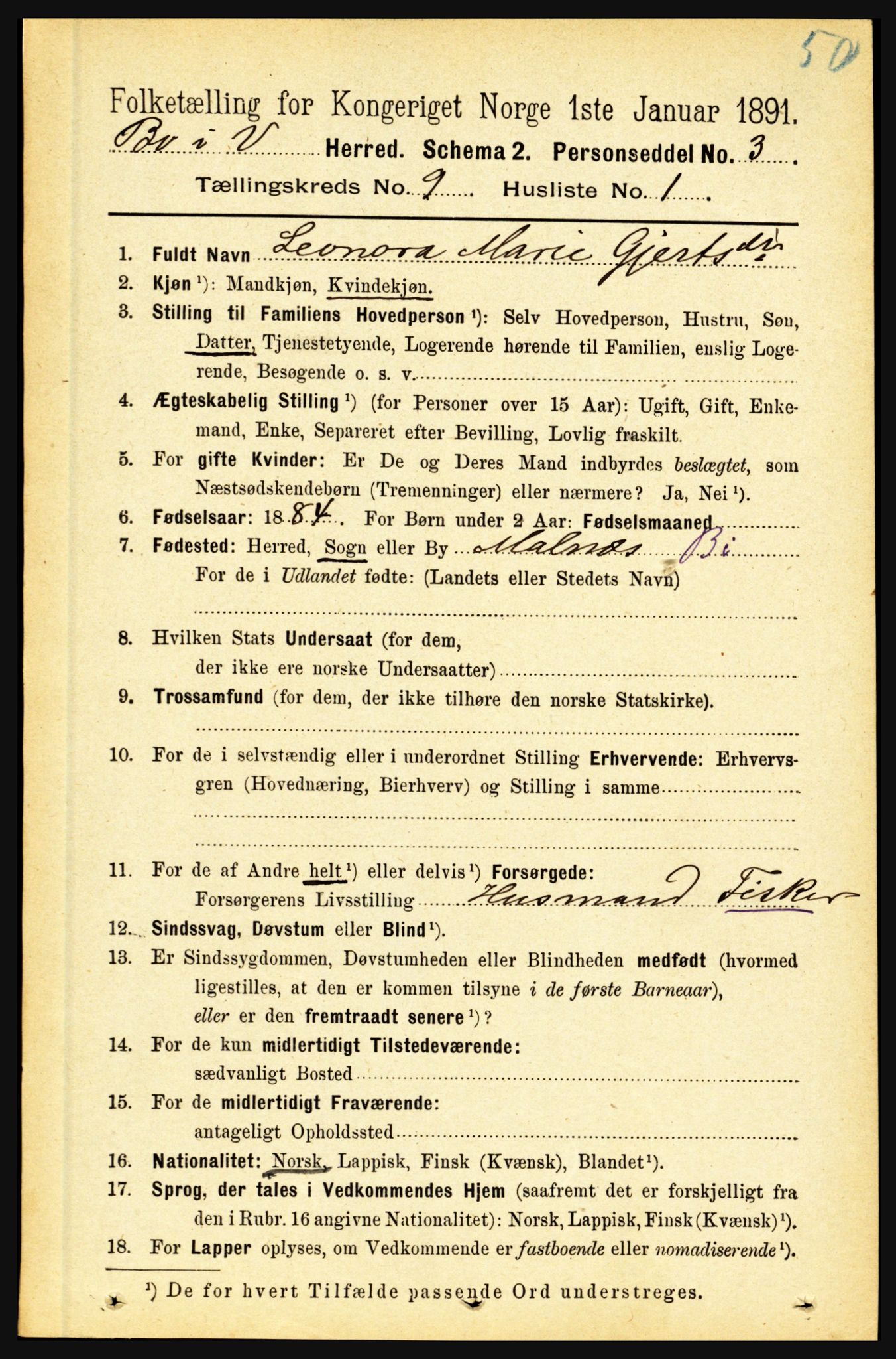 RA, 1891 census for 1867 Bø, 1891, p. 3320