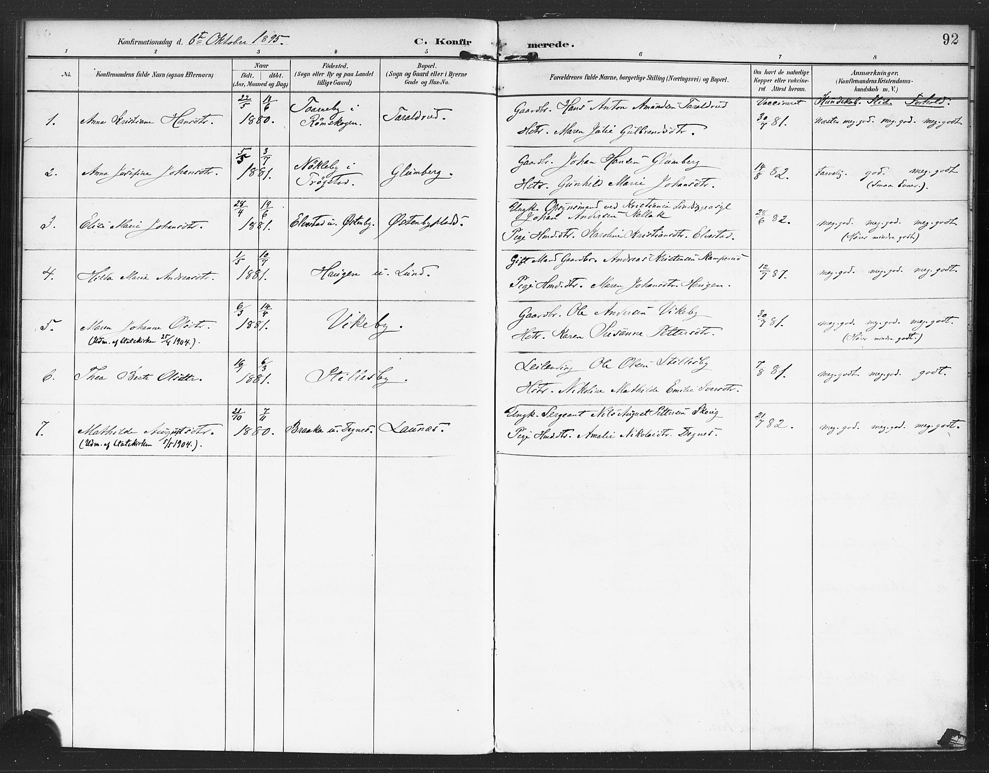 Rødenes prestekontor Kirkebøker, AV/SAO-A-2005/F/Fa/L0010: Parish register (official) no. I 10, 1890-1900, p. 92