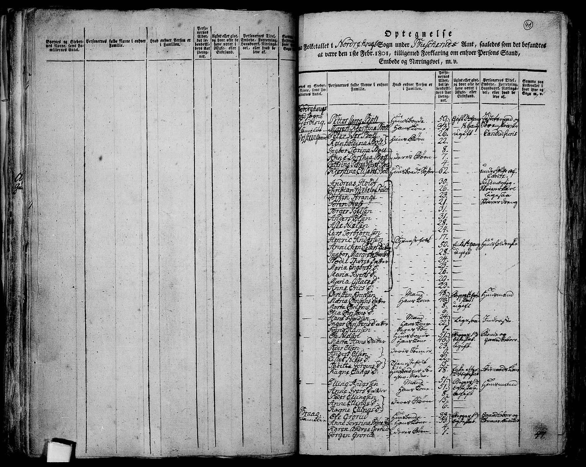 RA, 1801 census for 0613P Norderhov, 1801, p. 41a