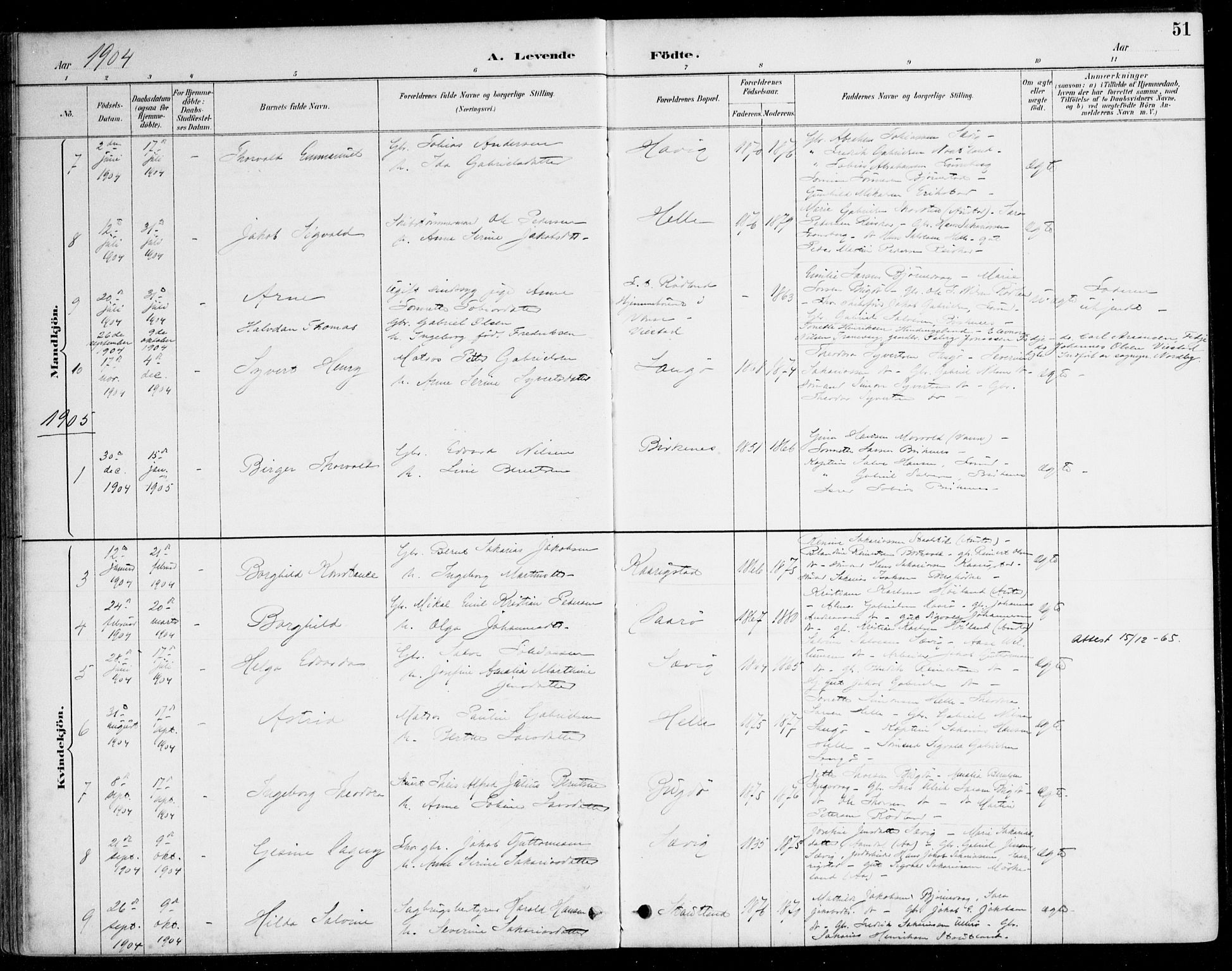 Herad sokneprestkontor, SAK/1111-0018/F/Fa/Fab/L0005: Parish register (official) no. A 5, 1886-1913, p. 51