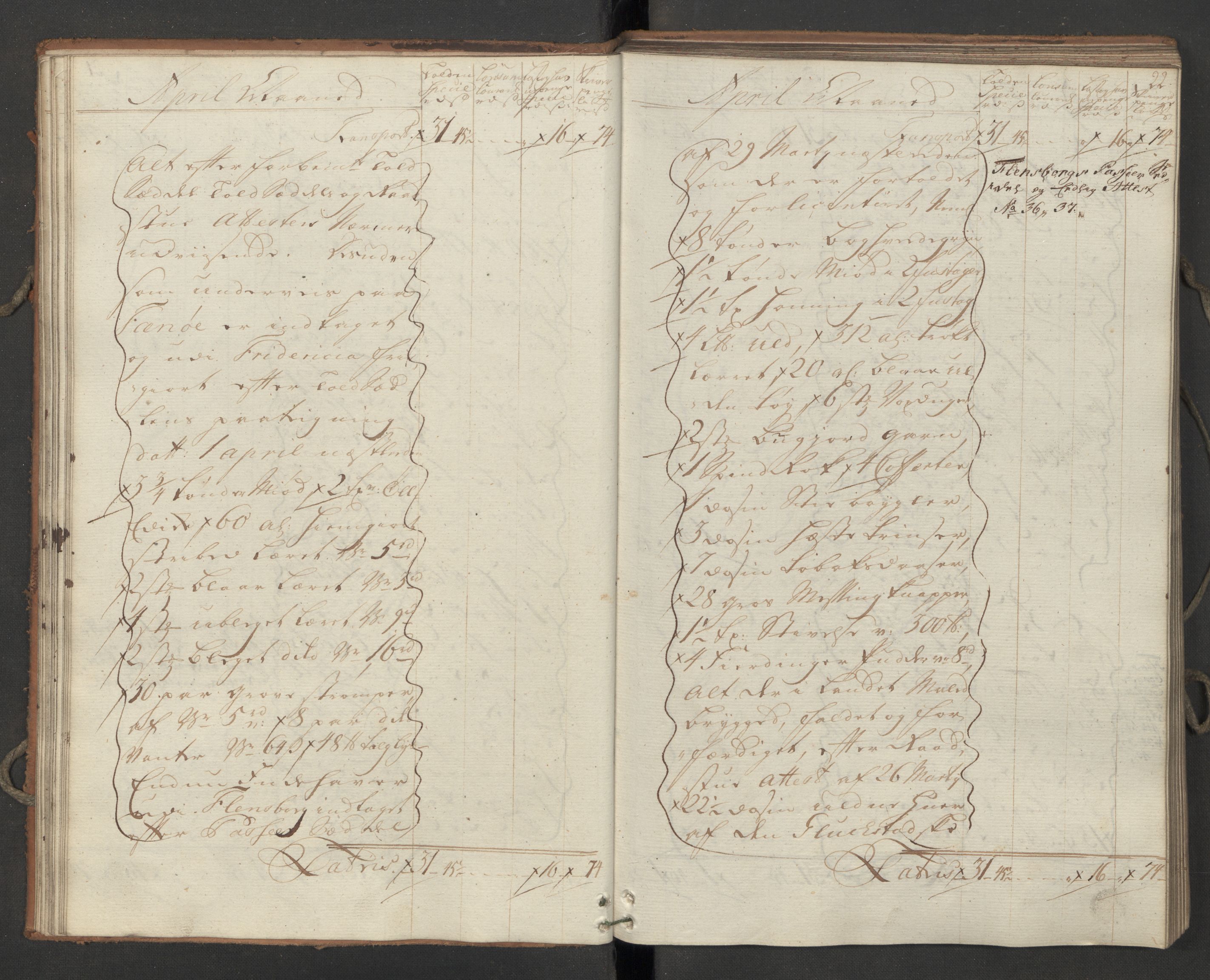 Generaltollkammeret, tollregnskaper, AV/RA-EA-5490/R09/L0033/0001: Tollregnskaper Holmestrand / Inngående hovedtollbok, 1762, p. 21b-22a