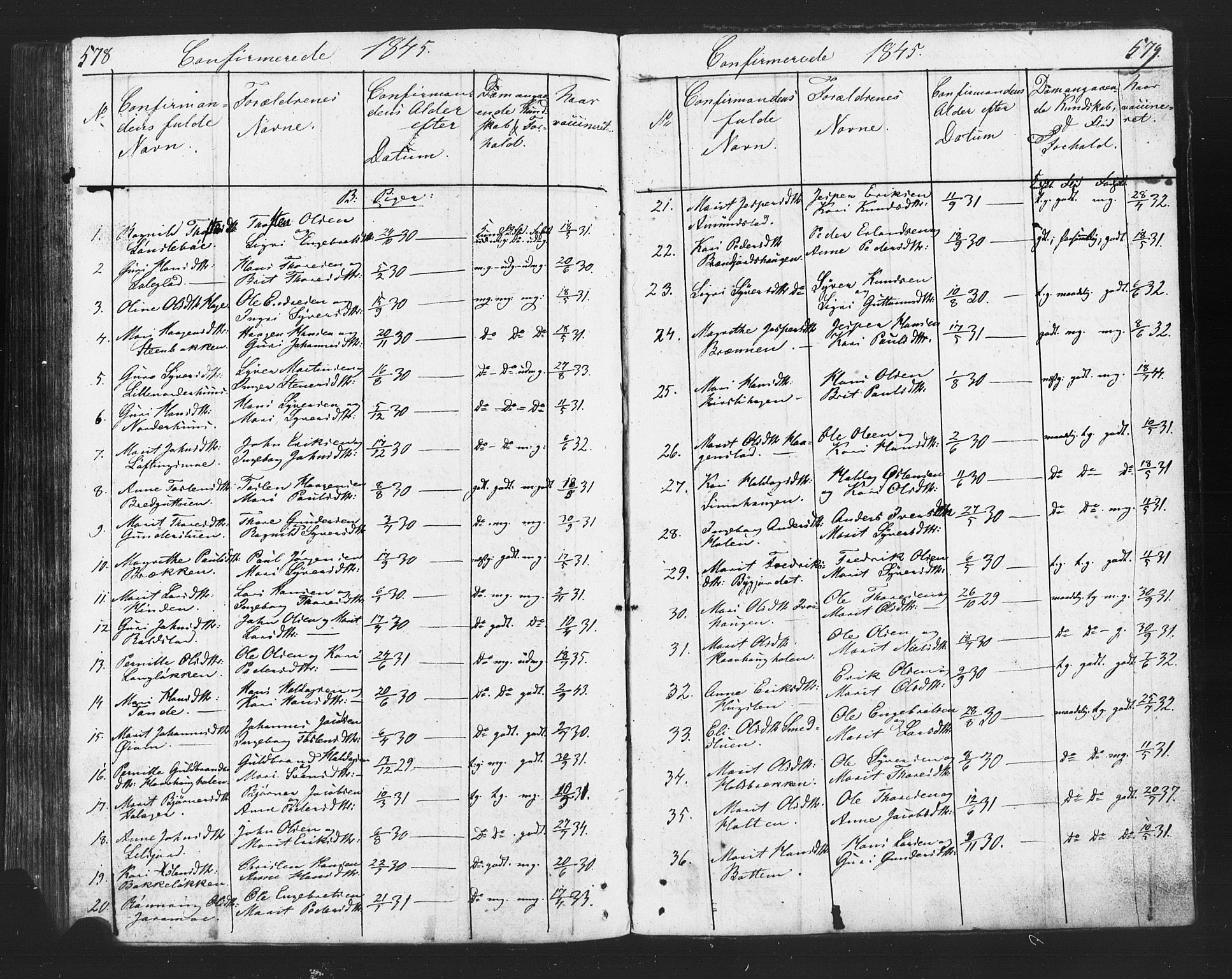 Lesja prestekontor, SAH/PREST-068/H/Ha/Hab/L0002: Parish register (copy) no. 2, 1832-1850, p. 578-579