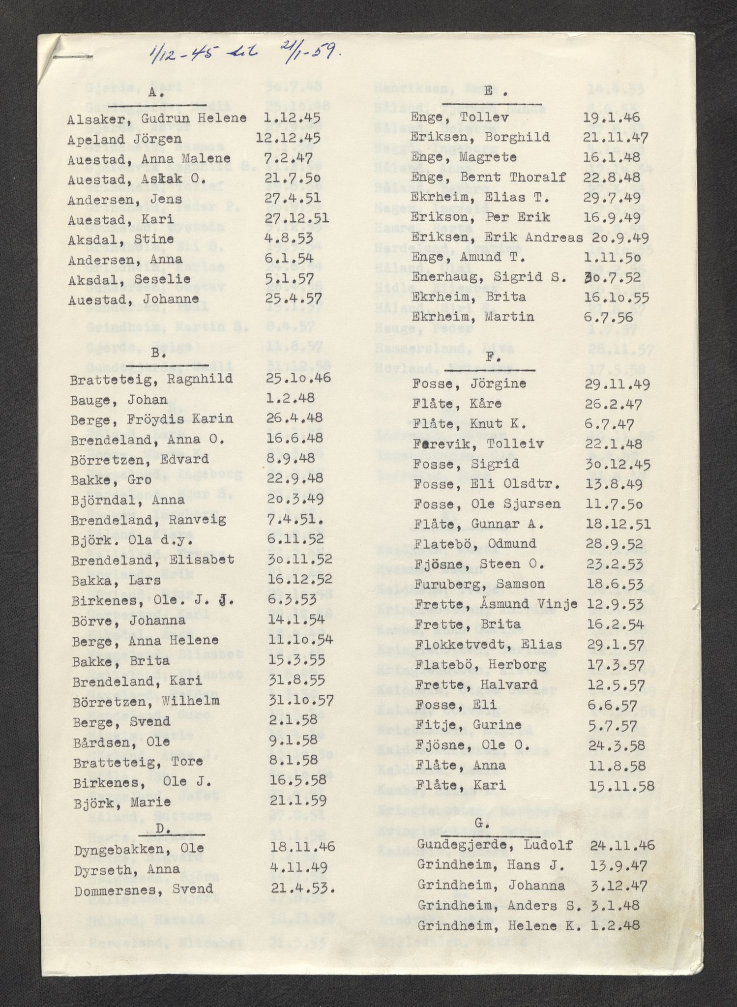 Lensmannen i Etne, SAB/A-31601/0006/L0004: Dødsfallprotokoll, 1945-1949