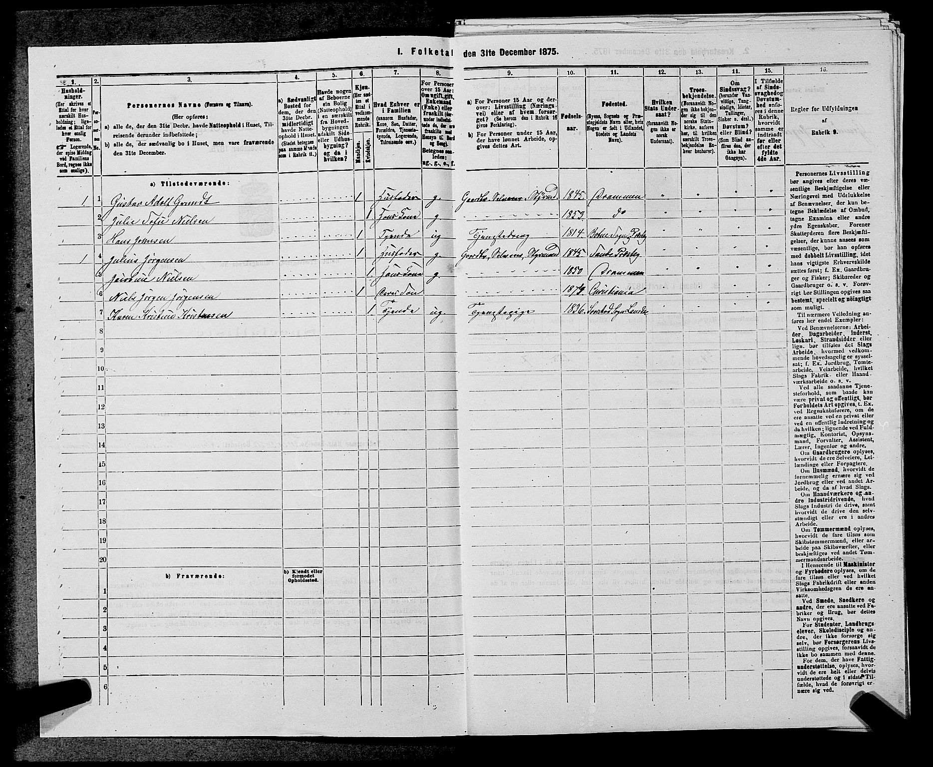 SAKO, 1875 census for 0715P Botne, 1875, p. 749