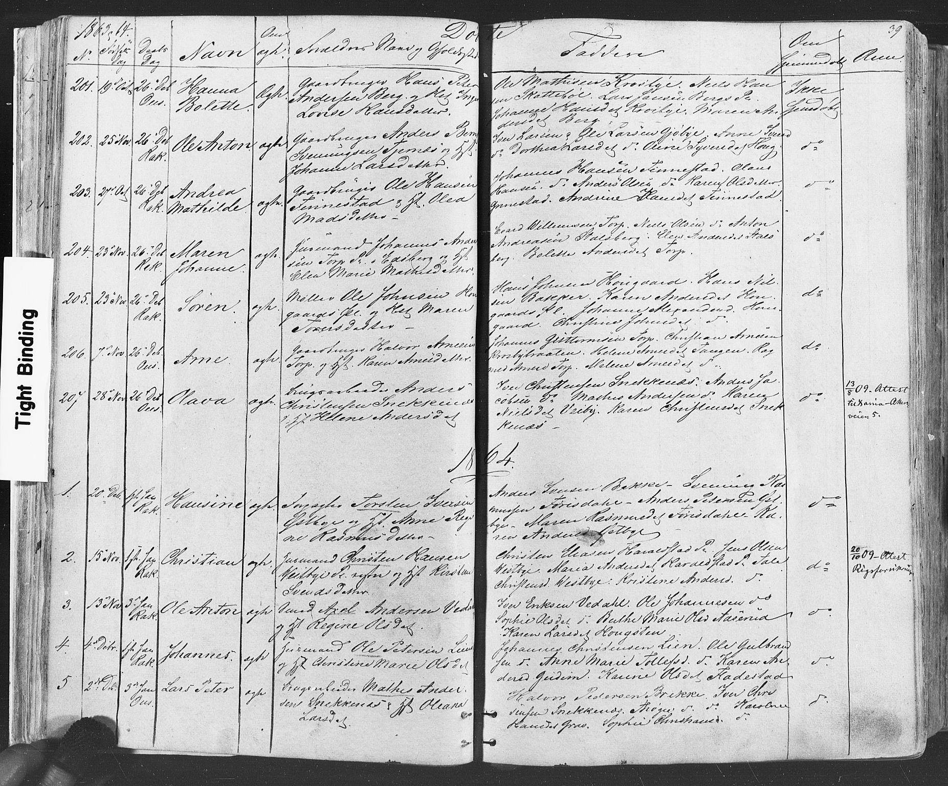 Rakkestad prestekontor Kirkebøker, AV/SAO-A-2008/F/Fa/L0011: Parish register (official) no. I 11, 1862-1877, p. 39