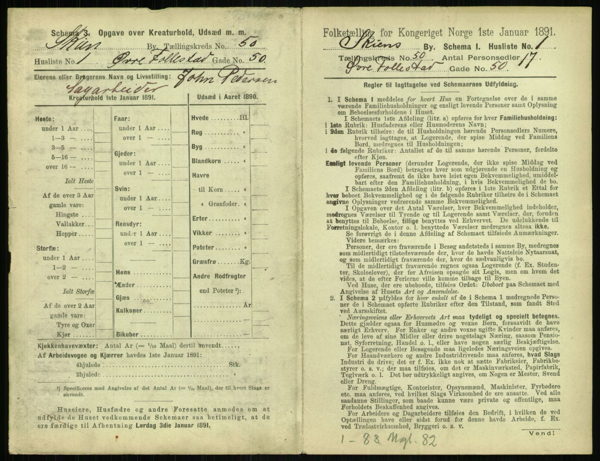 RA, 1891 census for 0806 Skien, 1891, p. 1980