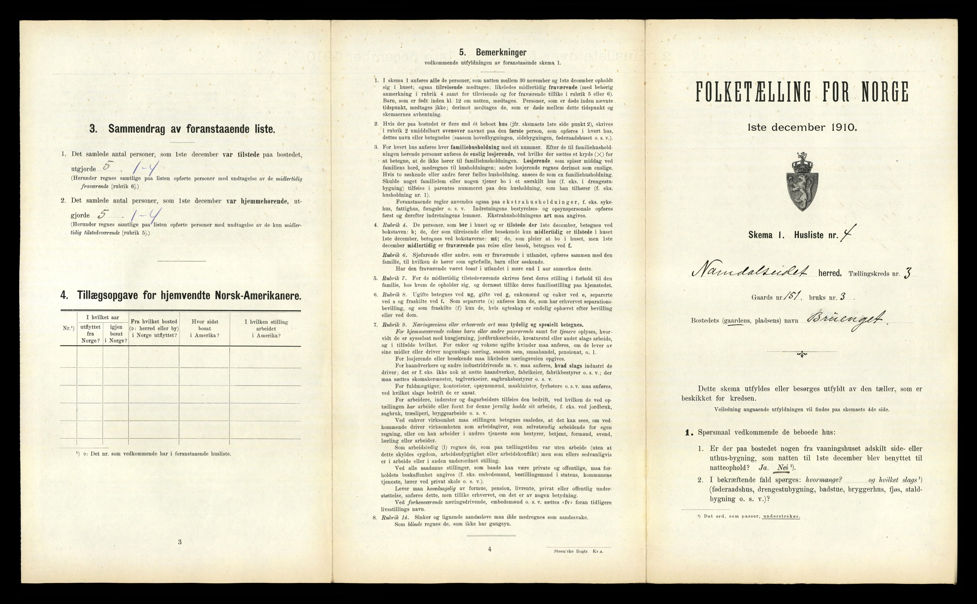 RA, 1910 census for Namdalseid, 1910, p. 372