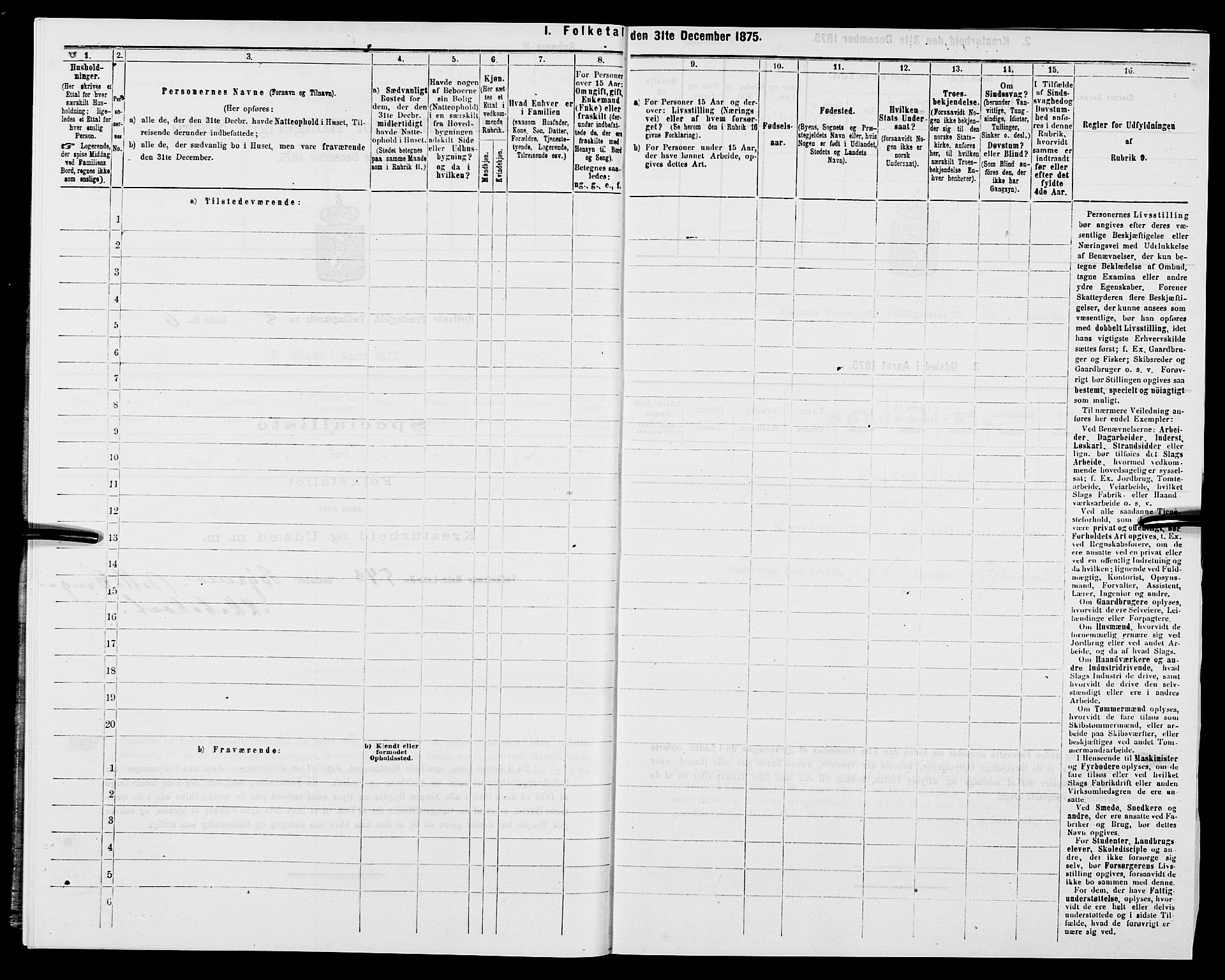 SAK, 1875 census for 1024P Bjelland, 1875, p. 519