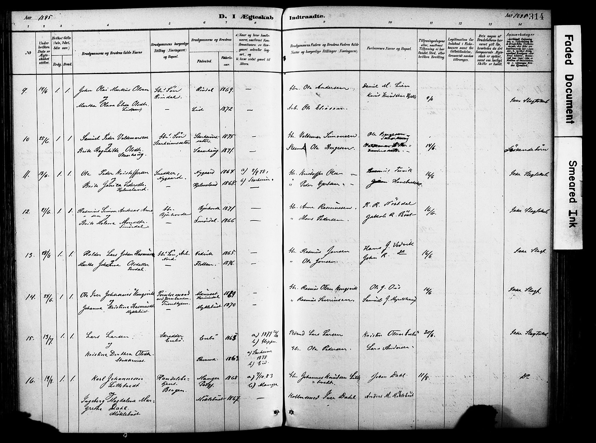 Eid sokneprestembete, AV/SAB-A-82301/H/Haa/Haab/L0001: Parish register (official) no. B 1, 1879-1906, p. 314