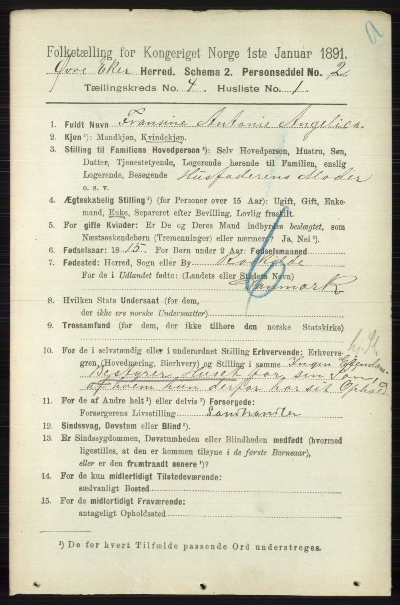 RA, 1891 census for 0624 Øvre Eiker, 1891, p. 1479