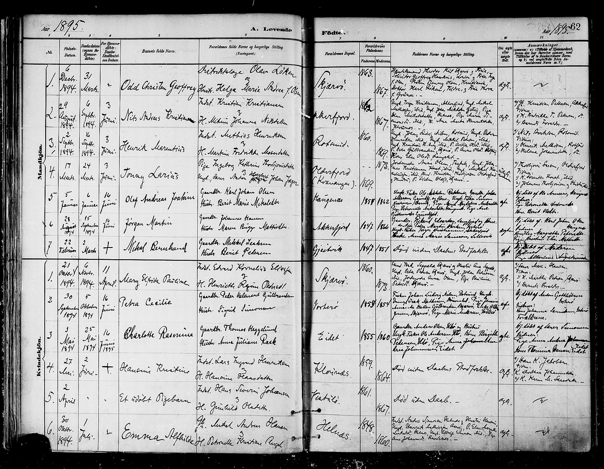 Skjervøy sokneprestkontor, SATØ/S-1300/H/Ha/Haa/L0010kirke: Parish register (official) no. 10, 1887-1898, p. 62