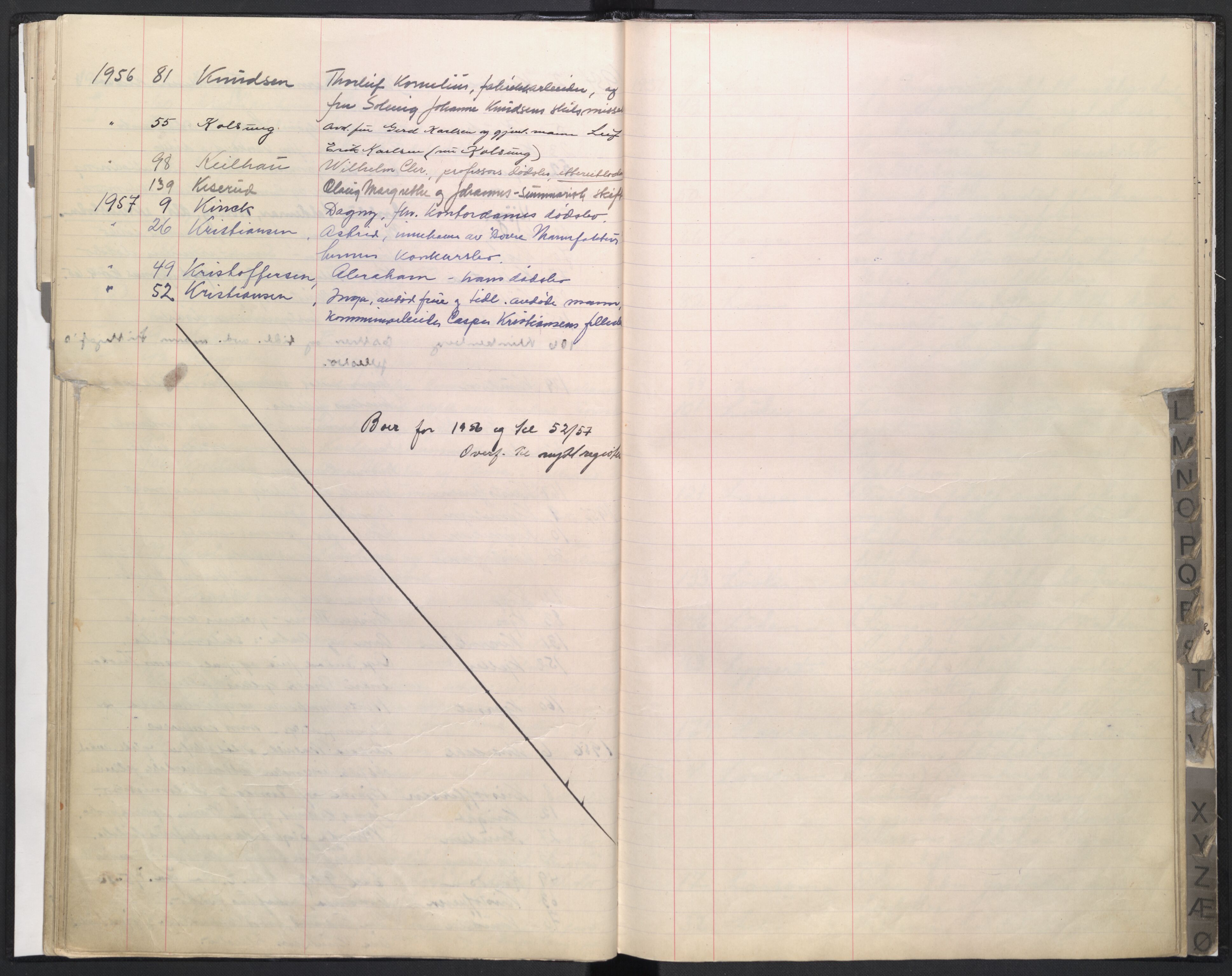 Oslo skifterett, AV/SAO-A-10383/F/Fb/Fba/Fbab/L0006: Navneregister for sluttede bo - avd. I, 1951-1957