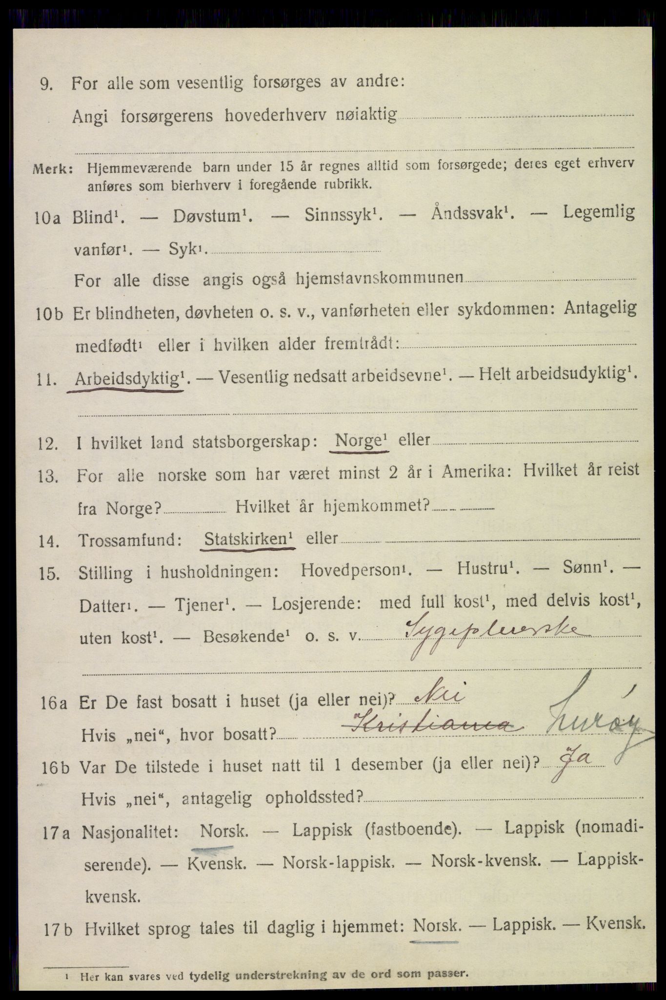 SAT, 1920 census for Lurøy, 1920, p. 3866