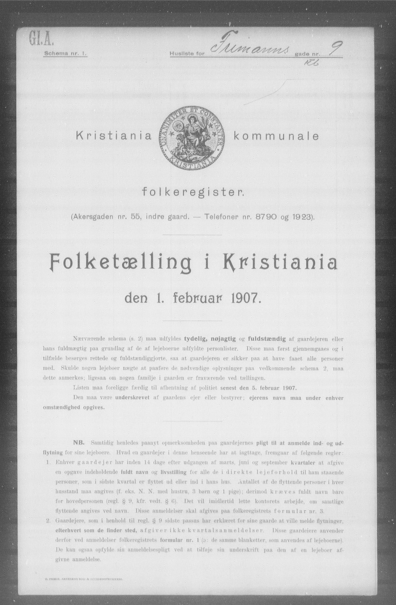 OBA, Municipal Census 1907 for Kristiania, 1907, p. 13649