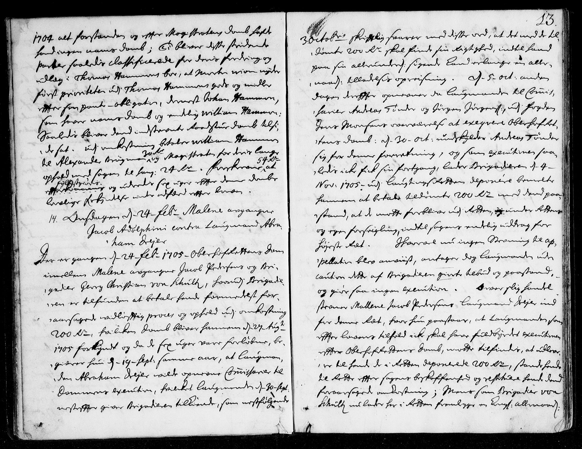 Overhoffretten 1667-1797, AV/RA-EA-2884/Aa/L0036: Avsiktsprotokoll, 1706, p. 12b-13a