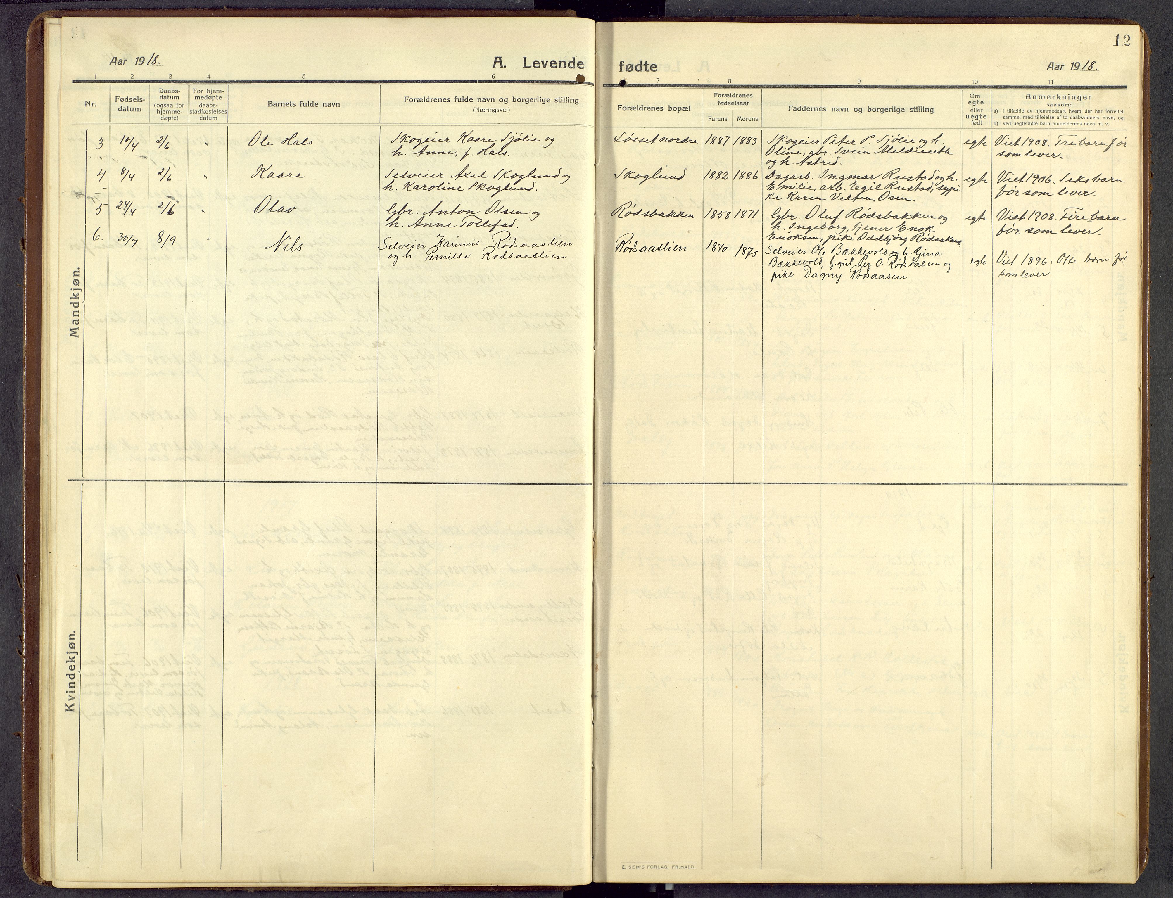 Åmot prestekontor, Hedmark, SAH/PREST-056/H/Ha/Hab/L0014: Parish register (copy) no. 14, 1911-1968, p. 12