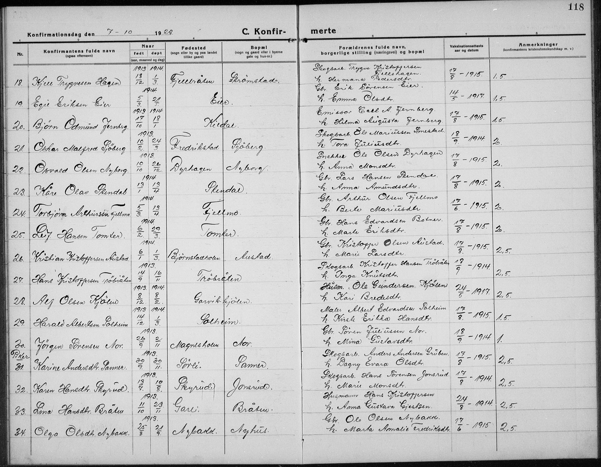 Nord-Odal prestekontor, AV/SAH-PREST-032/H/Ha/Hab/L0004: Parish register (copy) no. 4, 1921-1936, p. 118