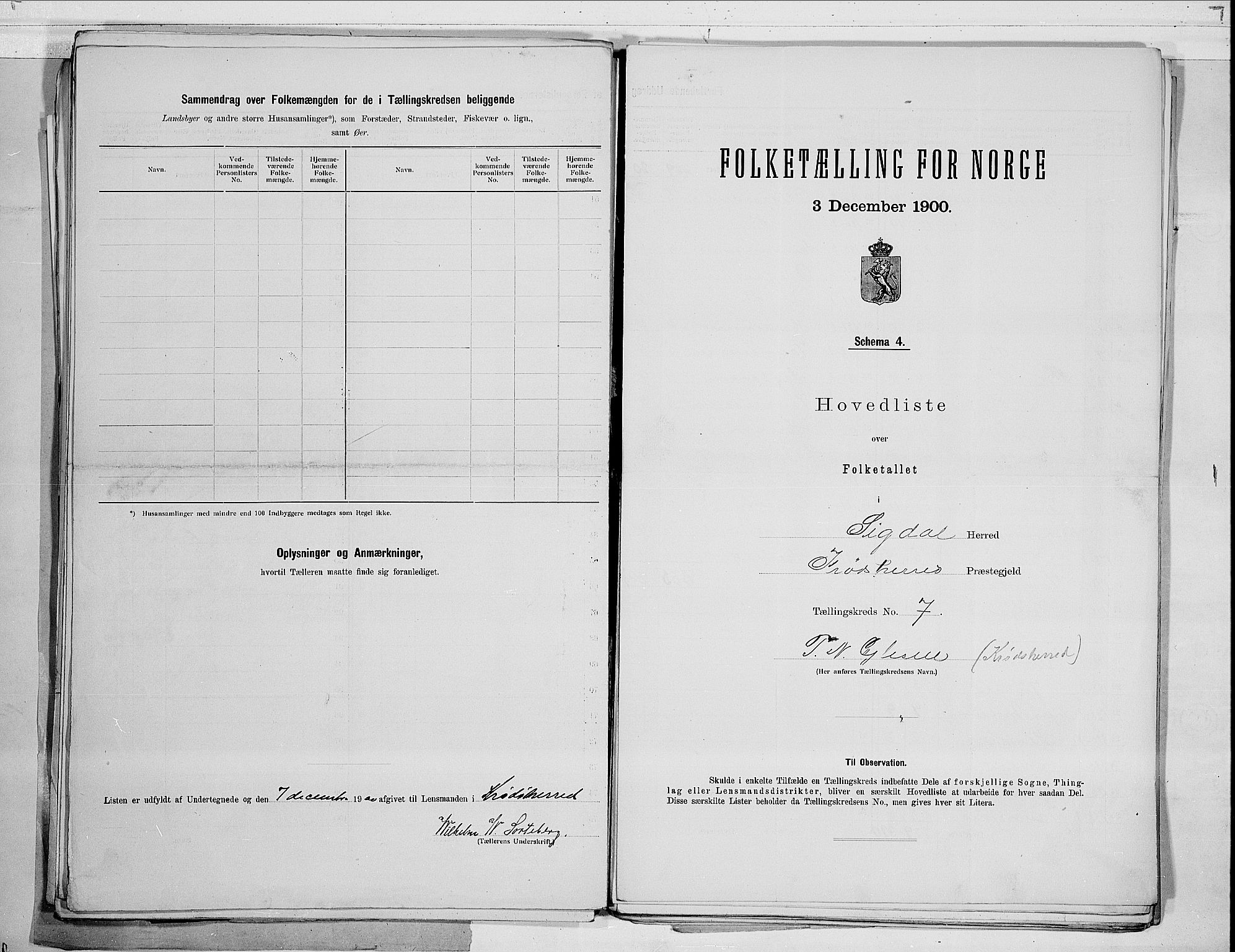 RA, 1900 census for Sigdal, 1900, p. 26