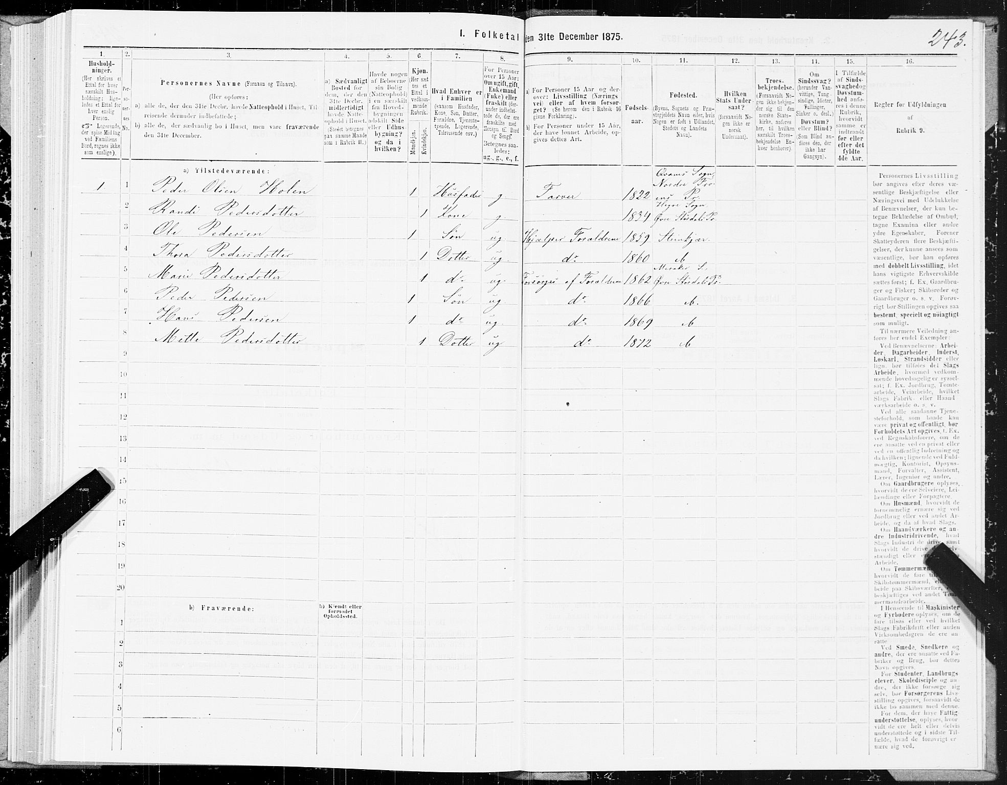 SAT, 1875 census for 1711P Øvre Stjørdal, 1875, p. 5243