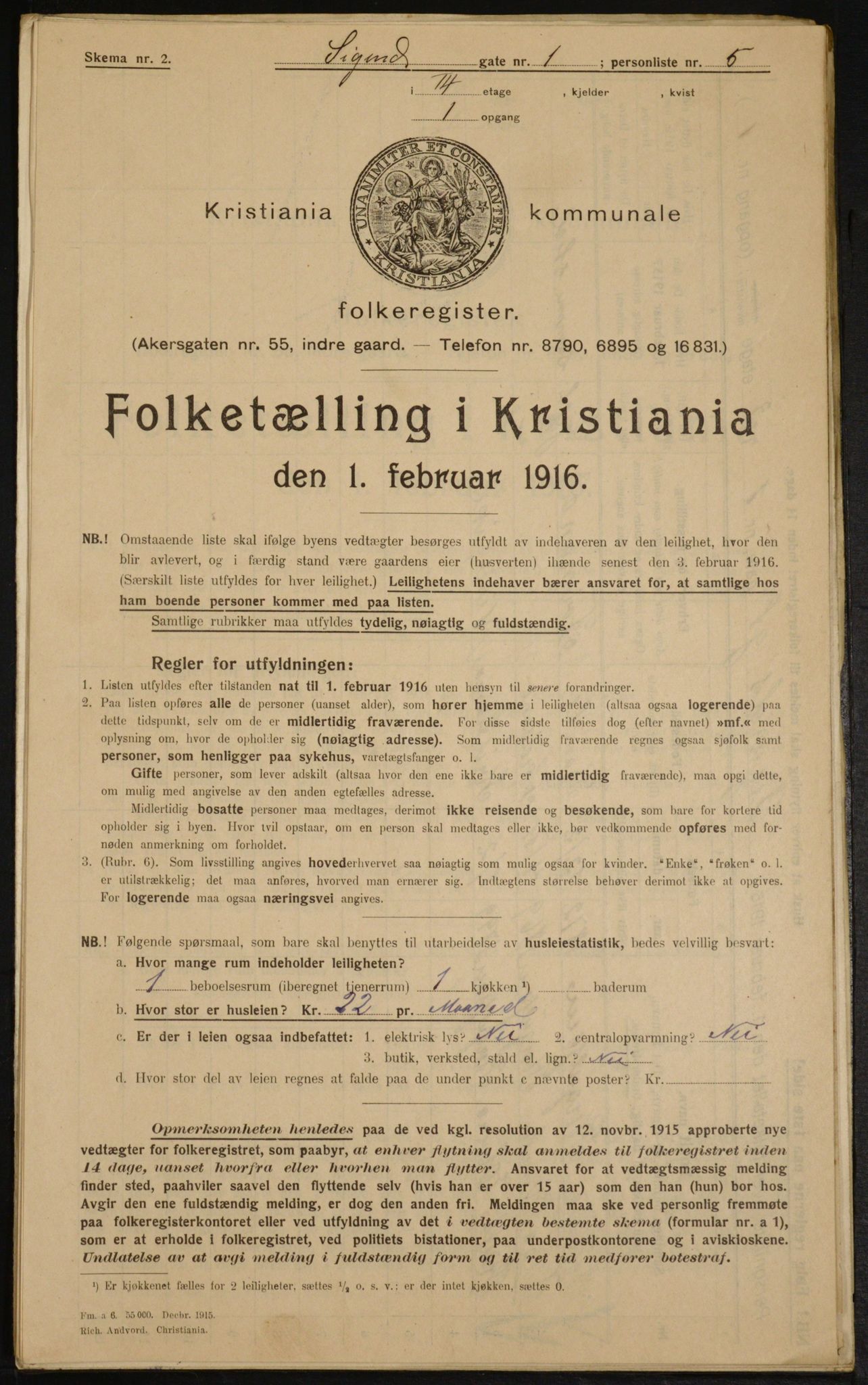 OBA, Municipal Census 1916 for Kristiania, 1916, p. 97199