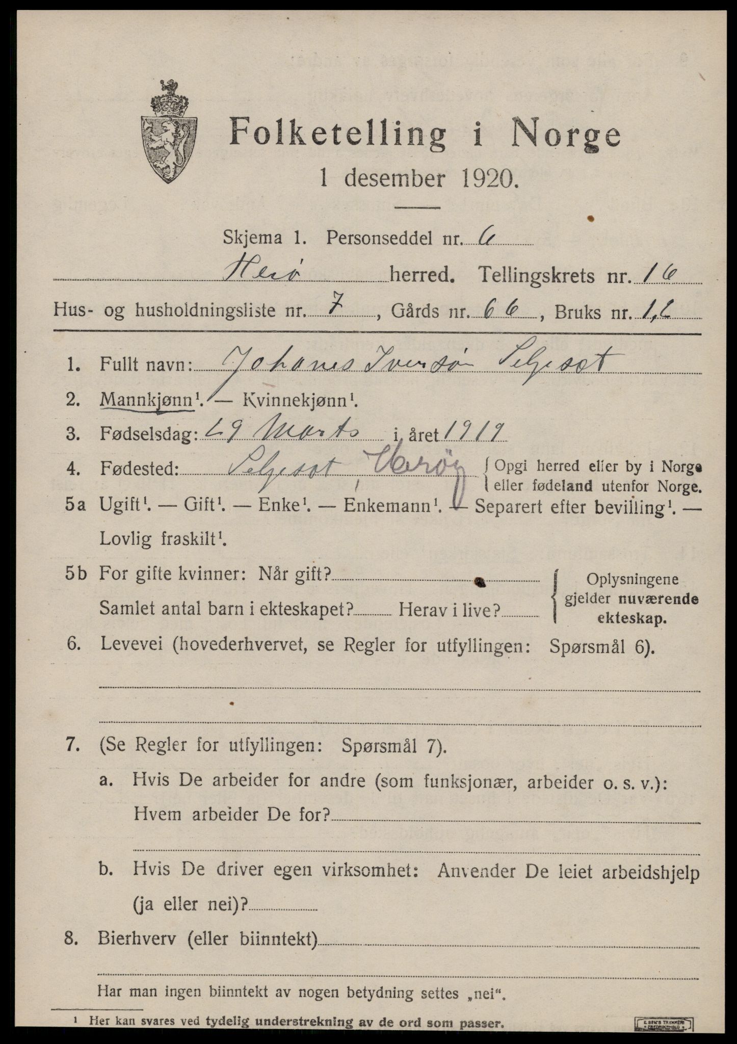 SAT, 1920 census for Herøy (MR), 1920, p. 10345