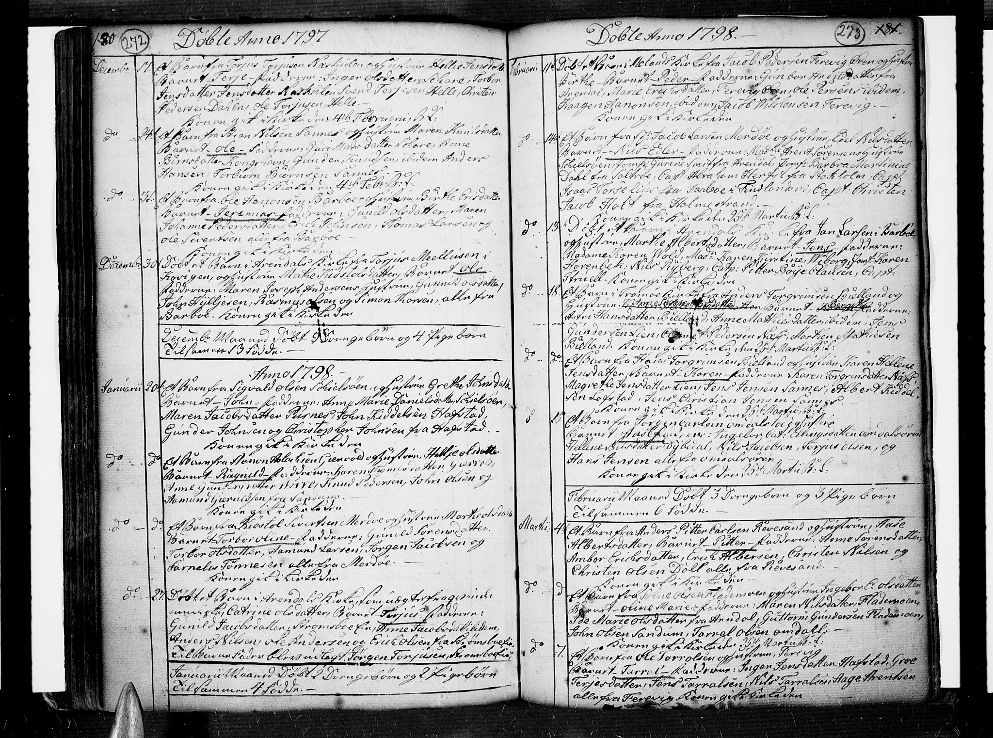 Tromøy sokneprestkontor, AV/SAK-1111-0041/F/Fa/L0002: Parish register (official) no. A 2, 1773-1808, p. 272-273