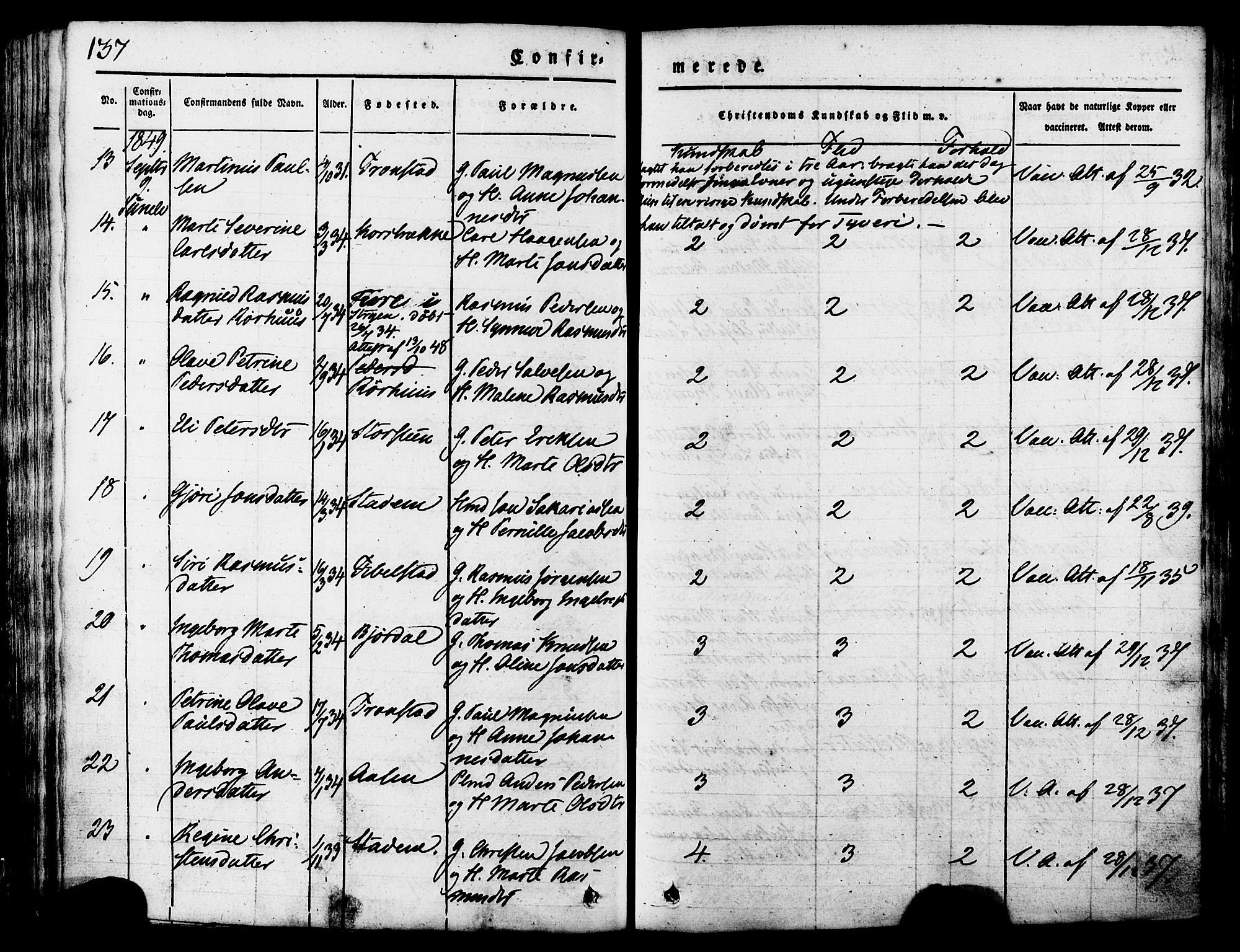 Ministerialprotokoller, klokkerbøker og fødselsregistre - Møre og Romsdal, AV/SAT-A-1454/517/L0221: Parish register (official) no. 517A01, 1827-1858, p. 137