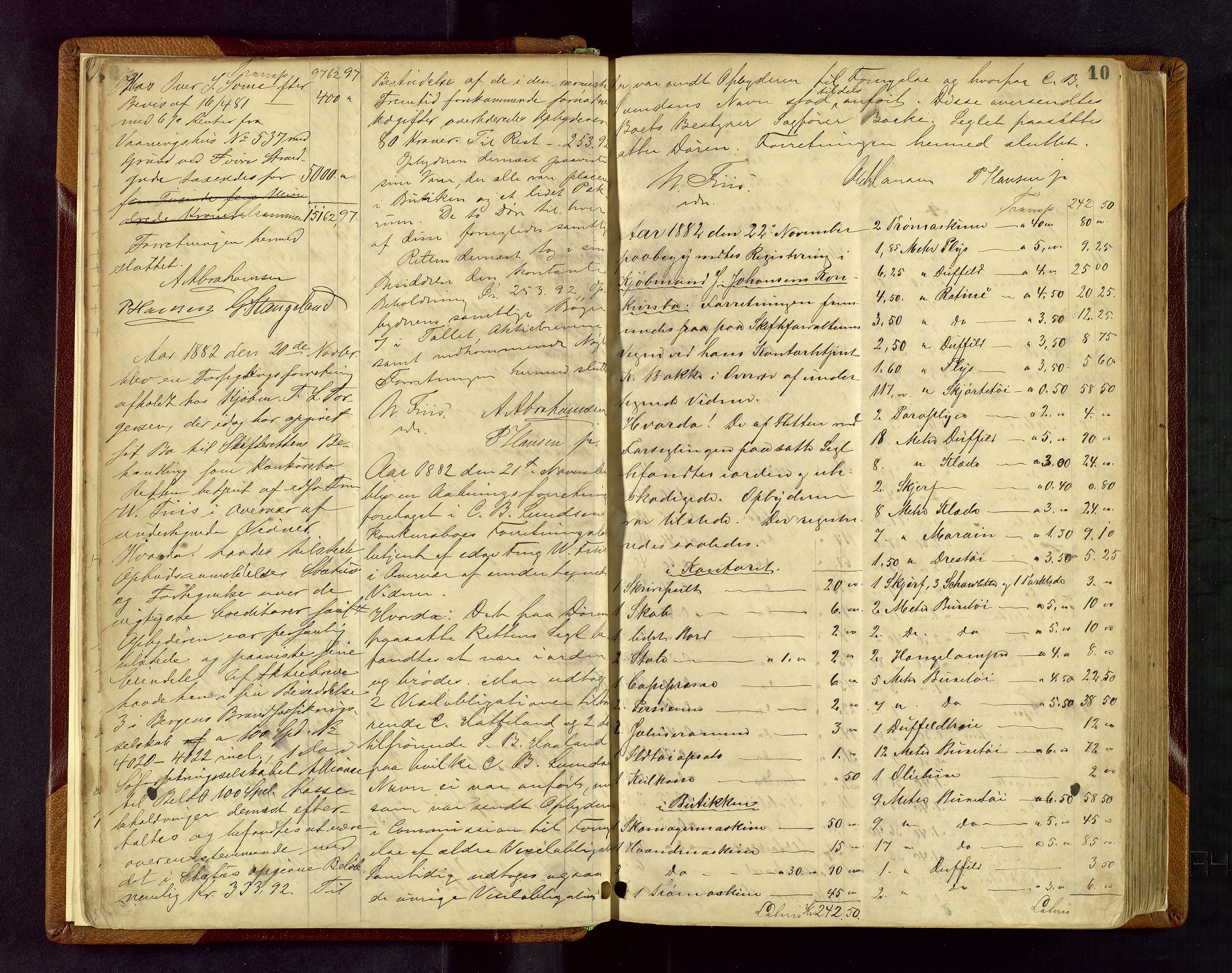 Stavanger skifteforvalter, AV/SAST-A-101412/001/5/53/533BA/L0001: Registreringsprotokoll, 1882-1902, p. 10