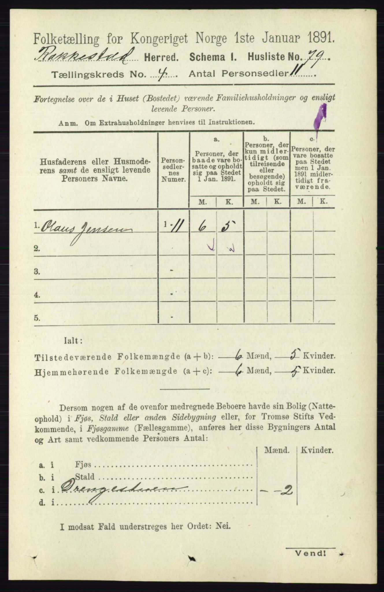 RA, 1891 census for 0128 Rakkestad, 1891, p. 1766