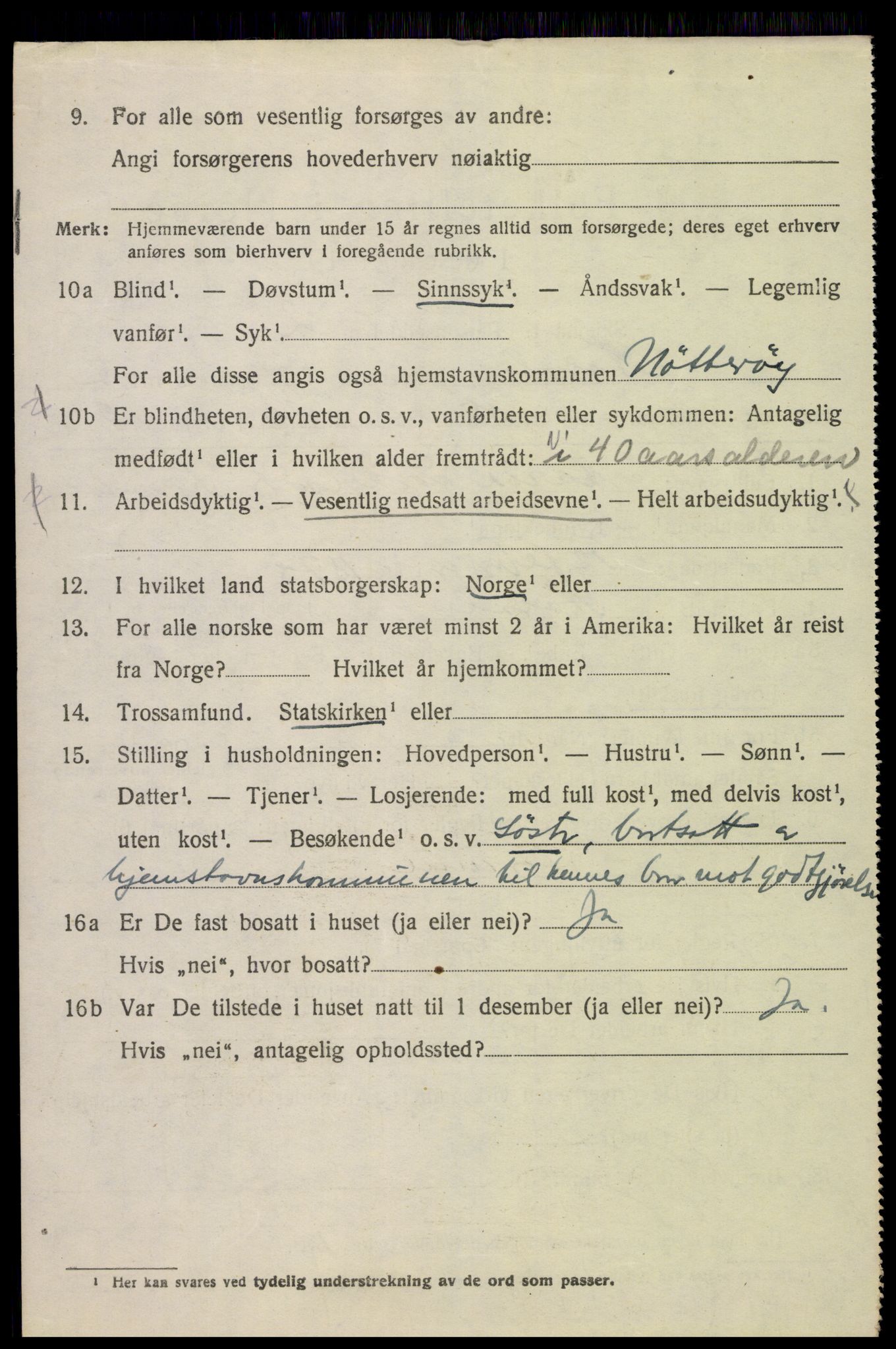 SAK, 1920 census for Åseral, 1920, p. 2439