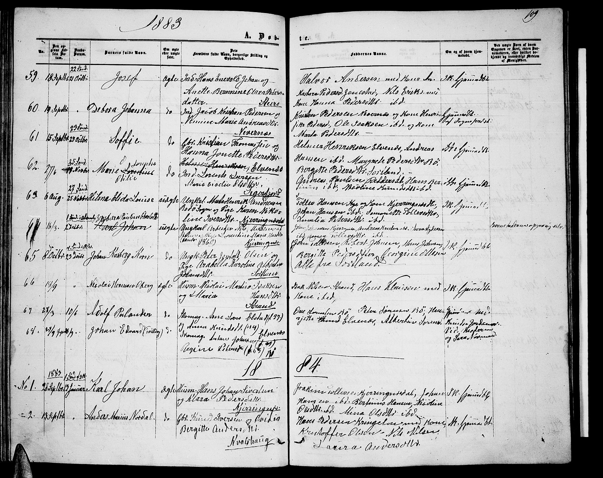 Ministerialprotokoller, klokkerbøker og fødselsregistre - Nordland, AV/SAT-A-1459/895/L1381: Parish register (copy) no. 895C03, 1864-1885, p. 109