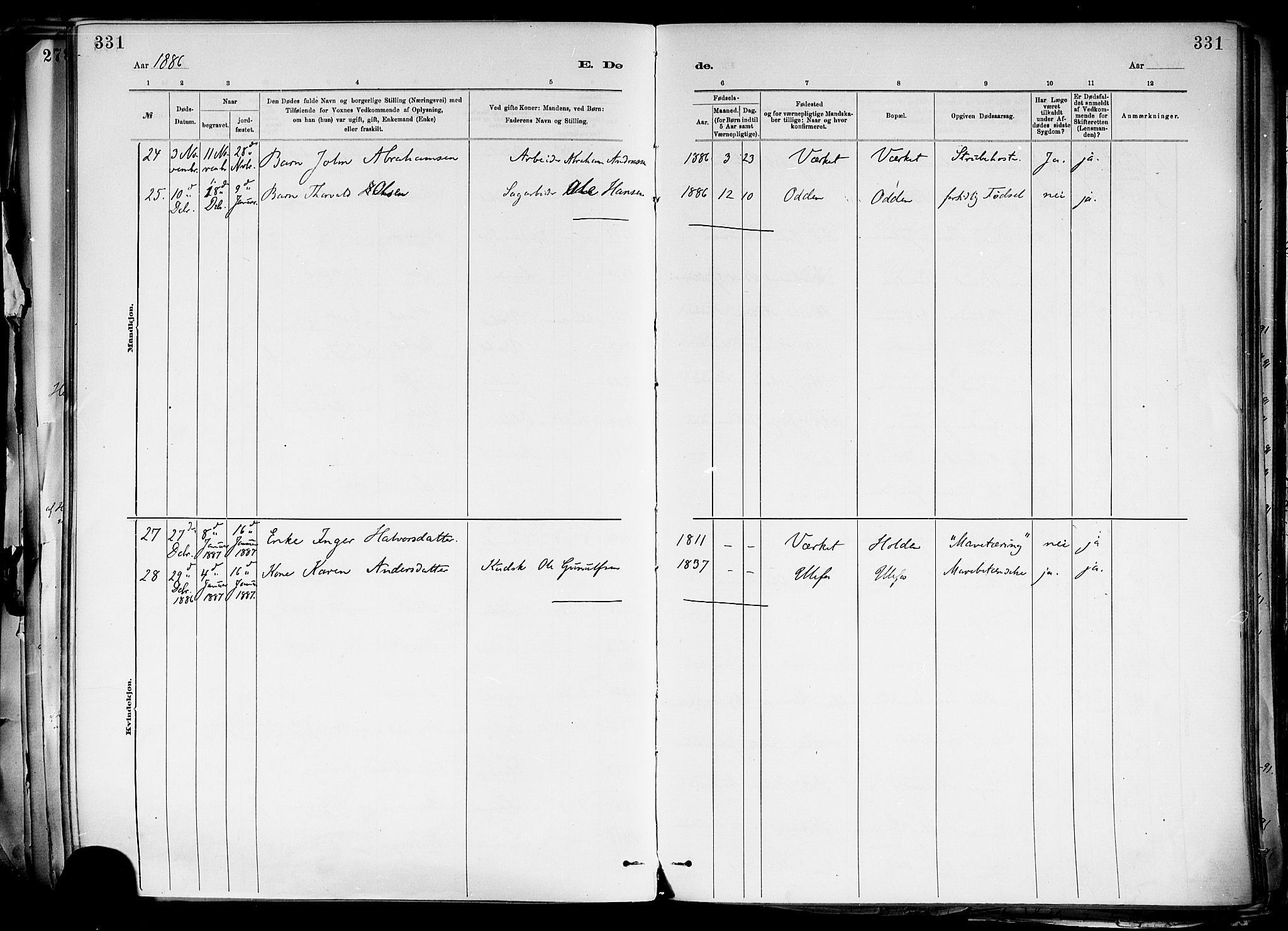 Holla kirkebøker, SAKO/A-272/F/Fa/L0008: Parish register (official) no. 8, 1882-1897, p. 331