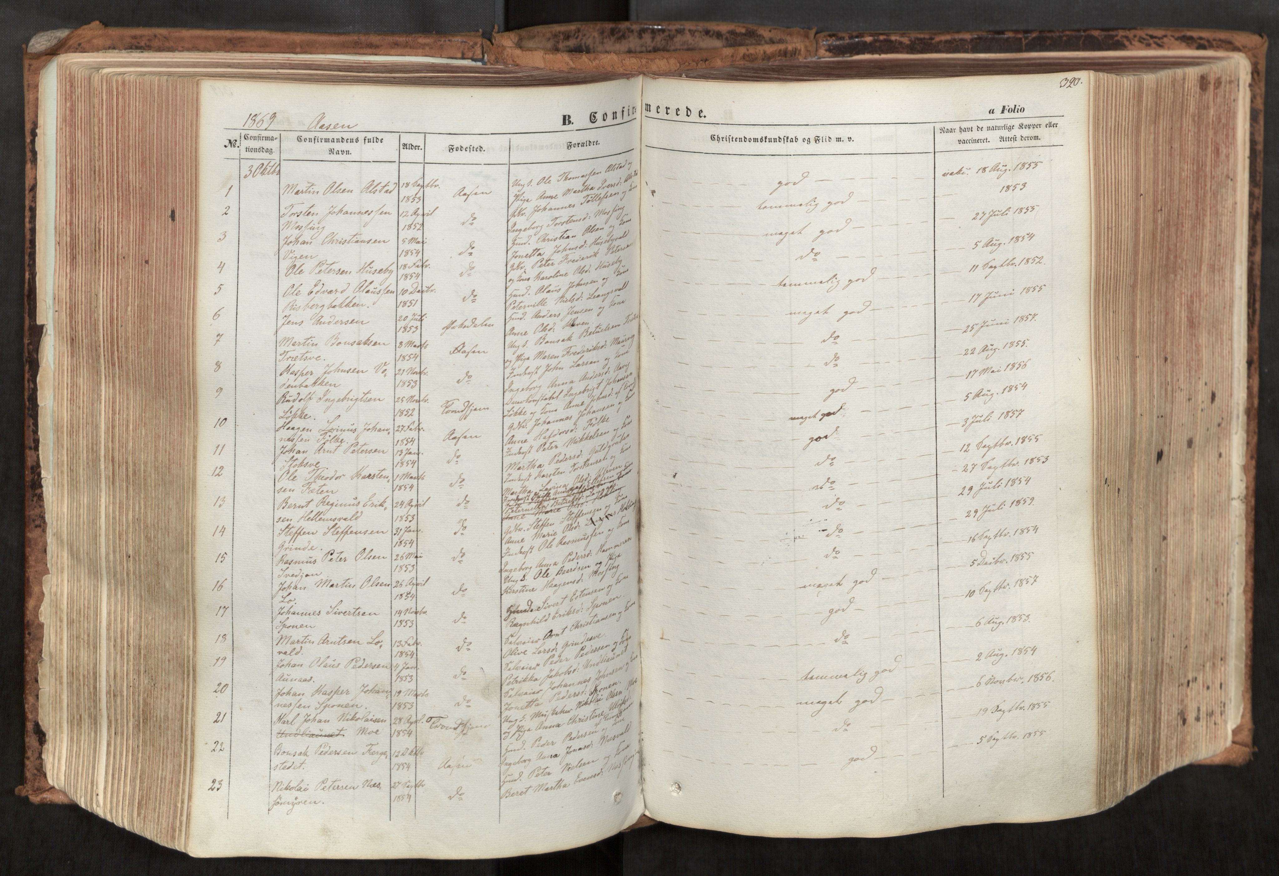 Ministerialprotokoller, klokkerbøker og fødselsregistre - Nord-Trøndelag, SAT/A-1458/713/L0116: Parish register (official) no. 713A07, 1850-1877, p. 320