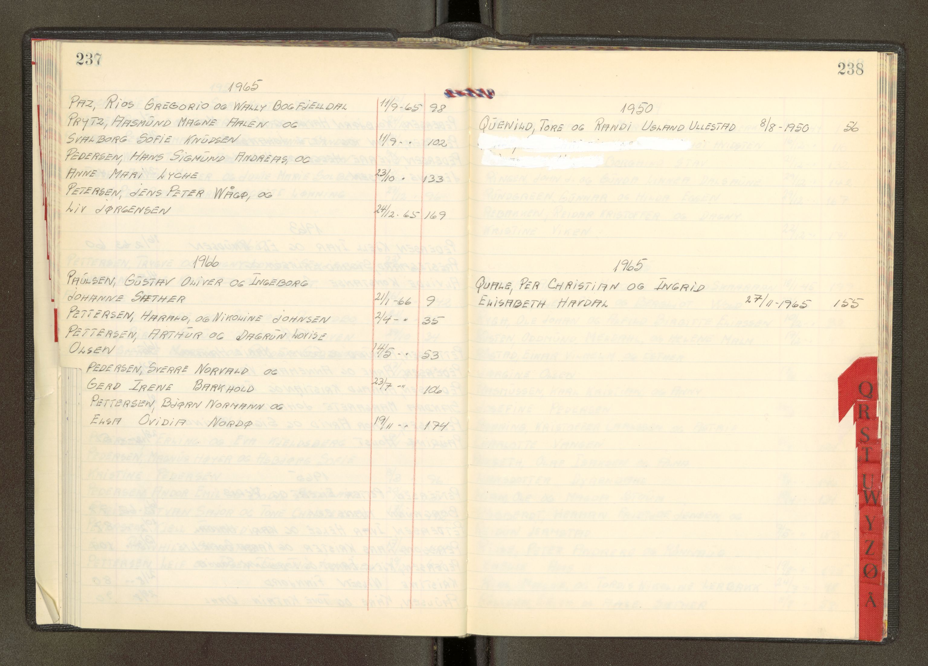 Trondheim byfogd, AV/SAT-A-0003/1/6/6Da/L0002: Register til vigselbøker, 1944-1966, p. 237-238