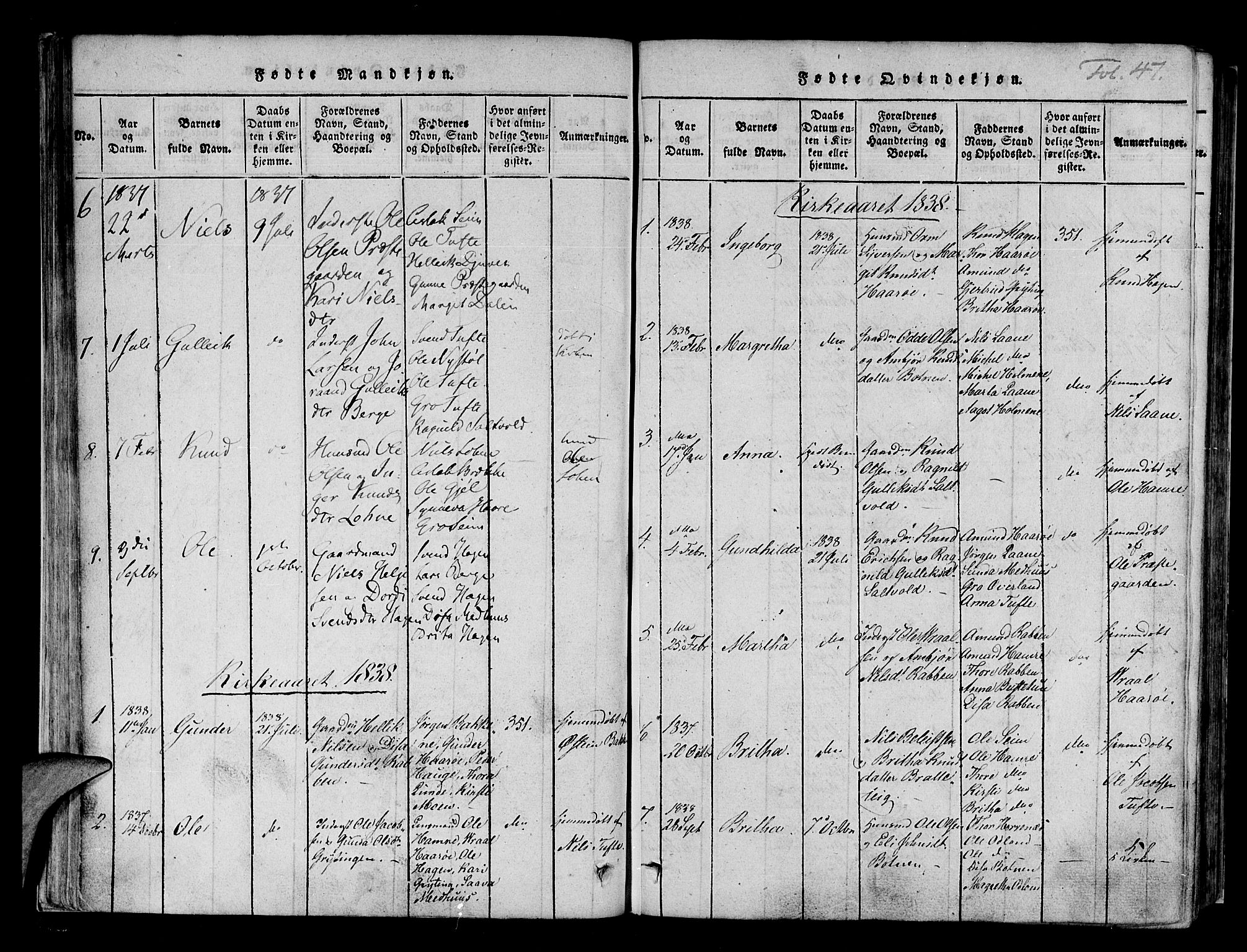 Røldal sokneprestembete, AV/SAB-A-100247: Parish register (official) no. A 2, 1817-1856, p. 47