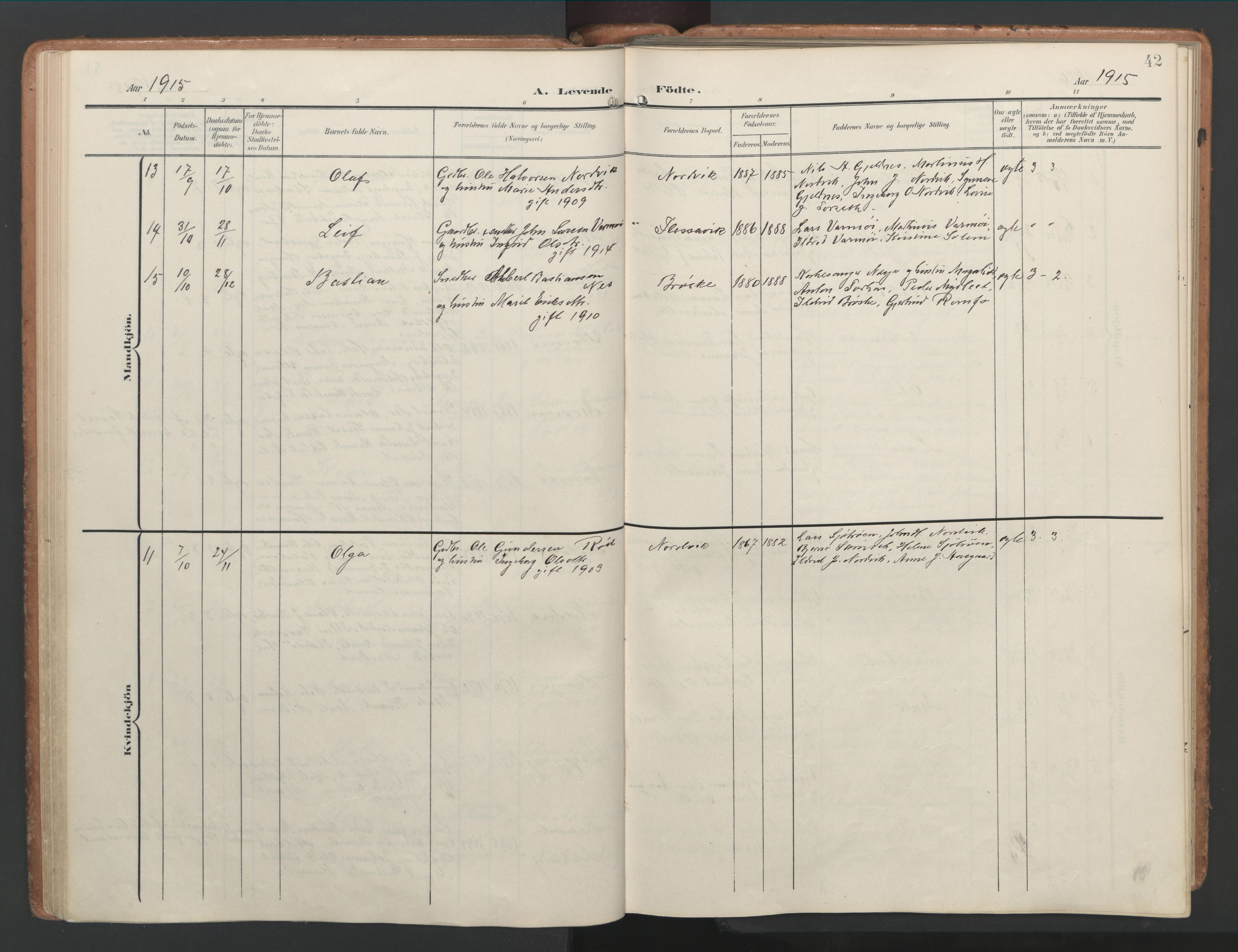 Ministerialprotokoller, klokkerbøker og fødselsregistre - Møre og Romsdal, AV/SAT-A-1454/592/L1030: Parish register (official) no. 592A08, 1901-1925, p. 42