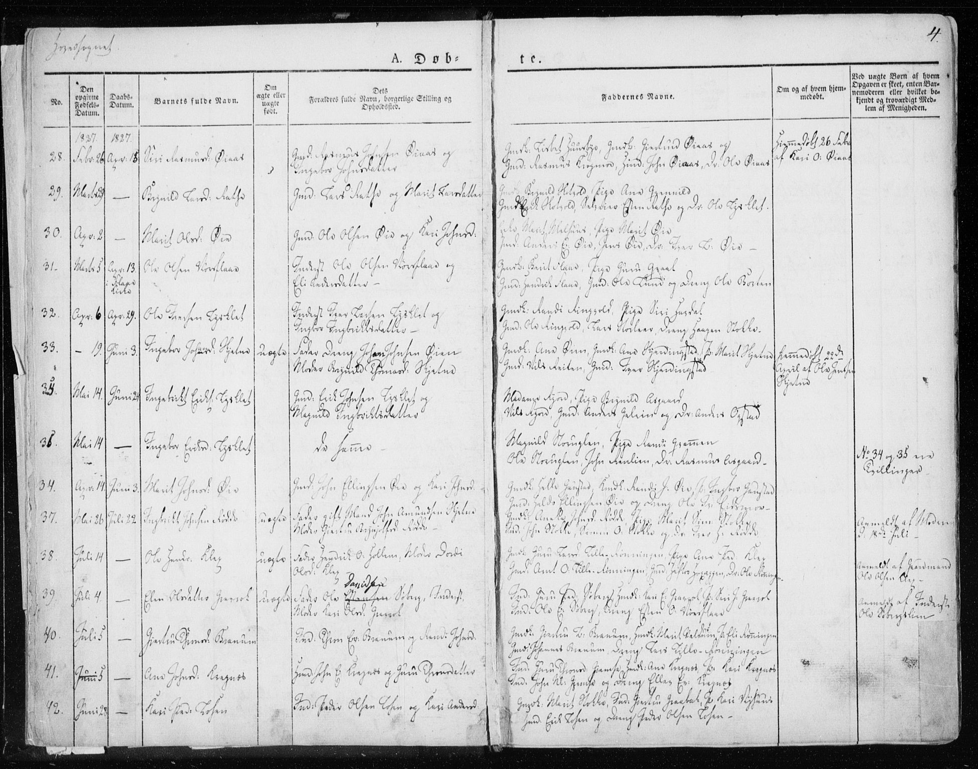 Ministerialprotokoller, klokkerbøker og fødselsregistre - Sør-Trøndelag, SAT/A-1456/691/L1069: Parish register (official) no. 691A04, 1826-1841, p. 4