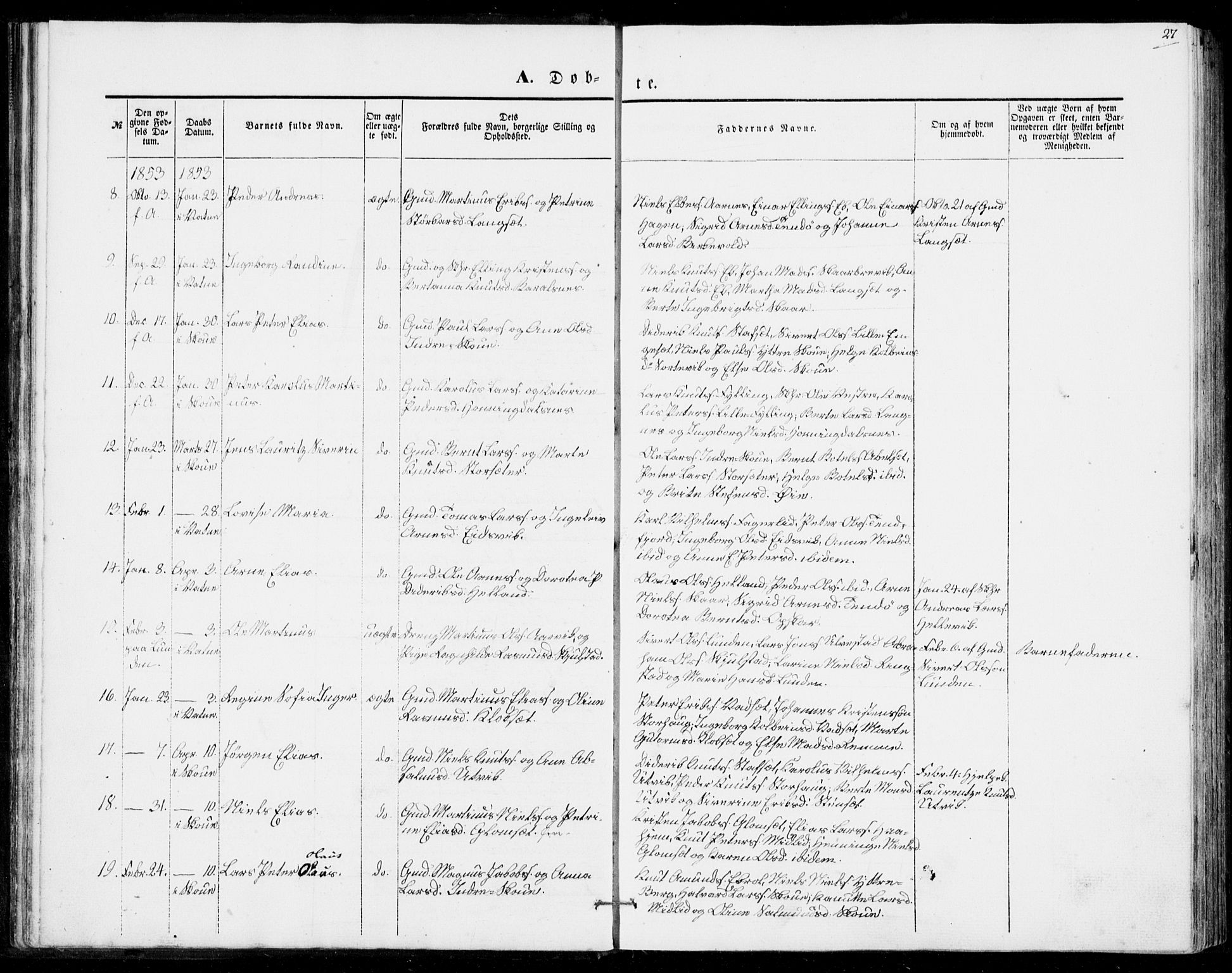 Ministerialprotokoller, klokkerbøker og fødselsregistre - Møre og Romsdal, SAT/A-1454/524/L0353: Parish register (official) no. 524A05, 1848-1856, p. 27