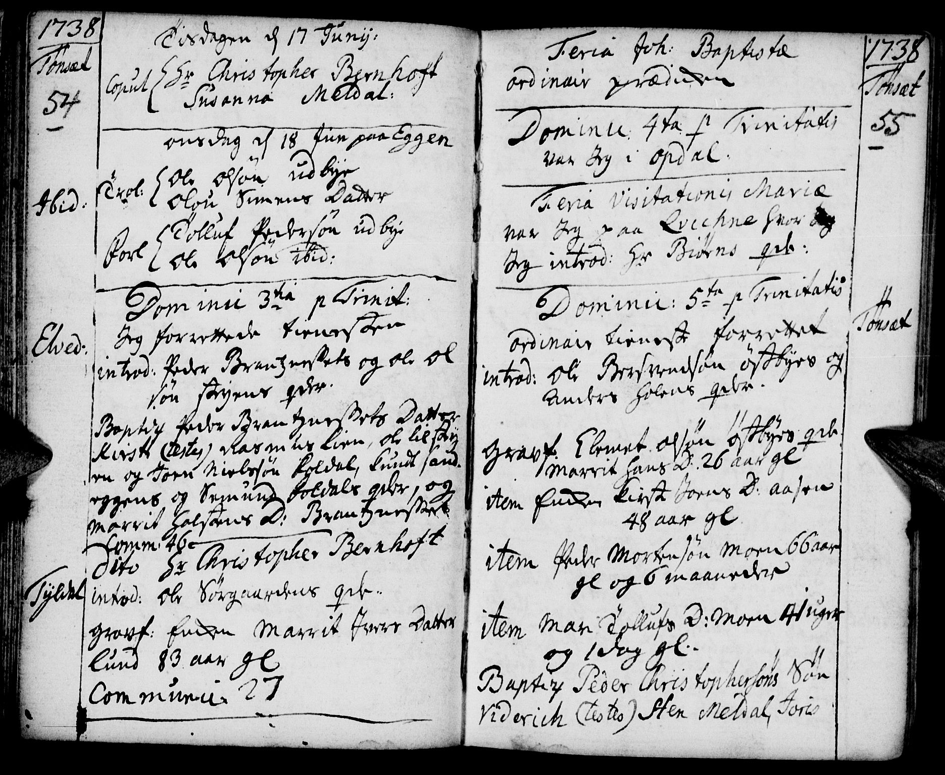 Tynset prestekontor, AV/SAH-PREST-058/H/Ha/Haa/L0002: Parish register (official) no. 2, 1737-1767, p. 54-55