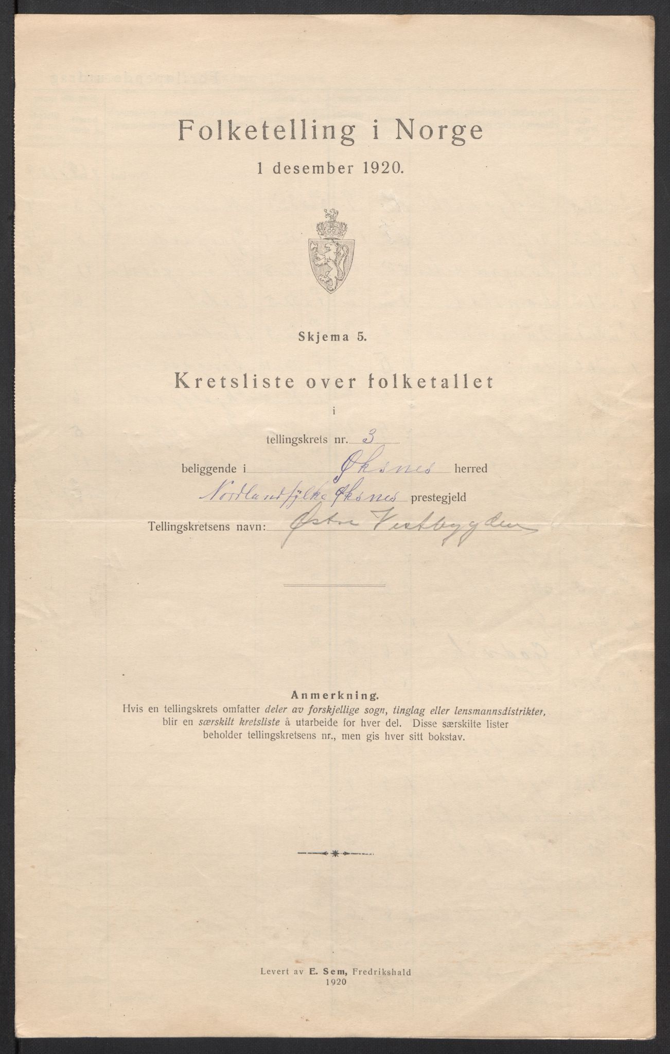 SAT, 1920 census for Øksnes, 1920, p. 12